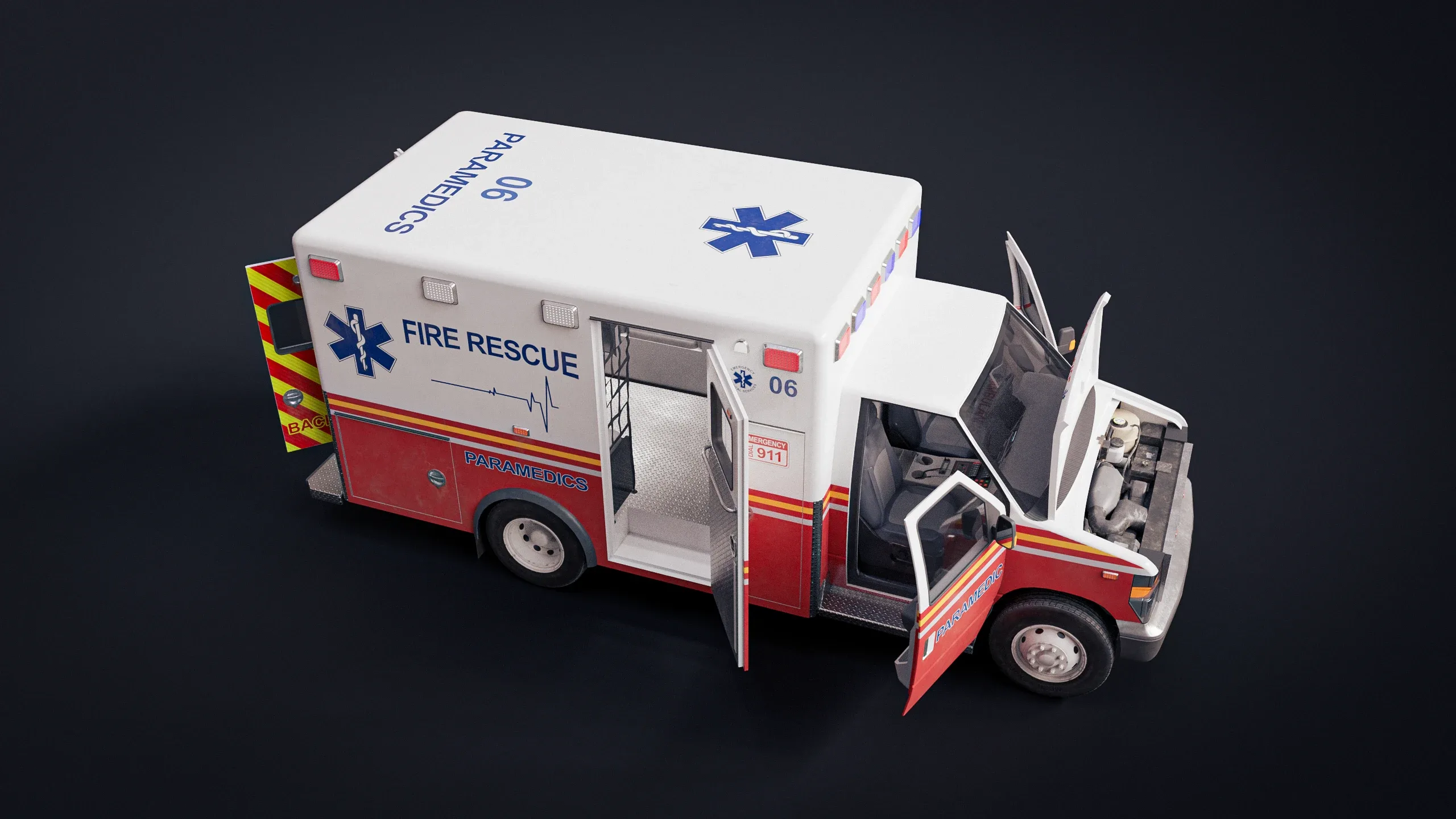 Ambulance 3D Model (with Interior) For Games & Cinematics