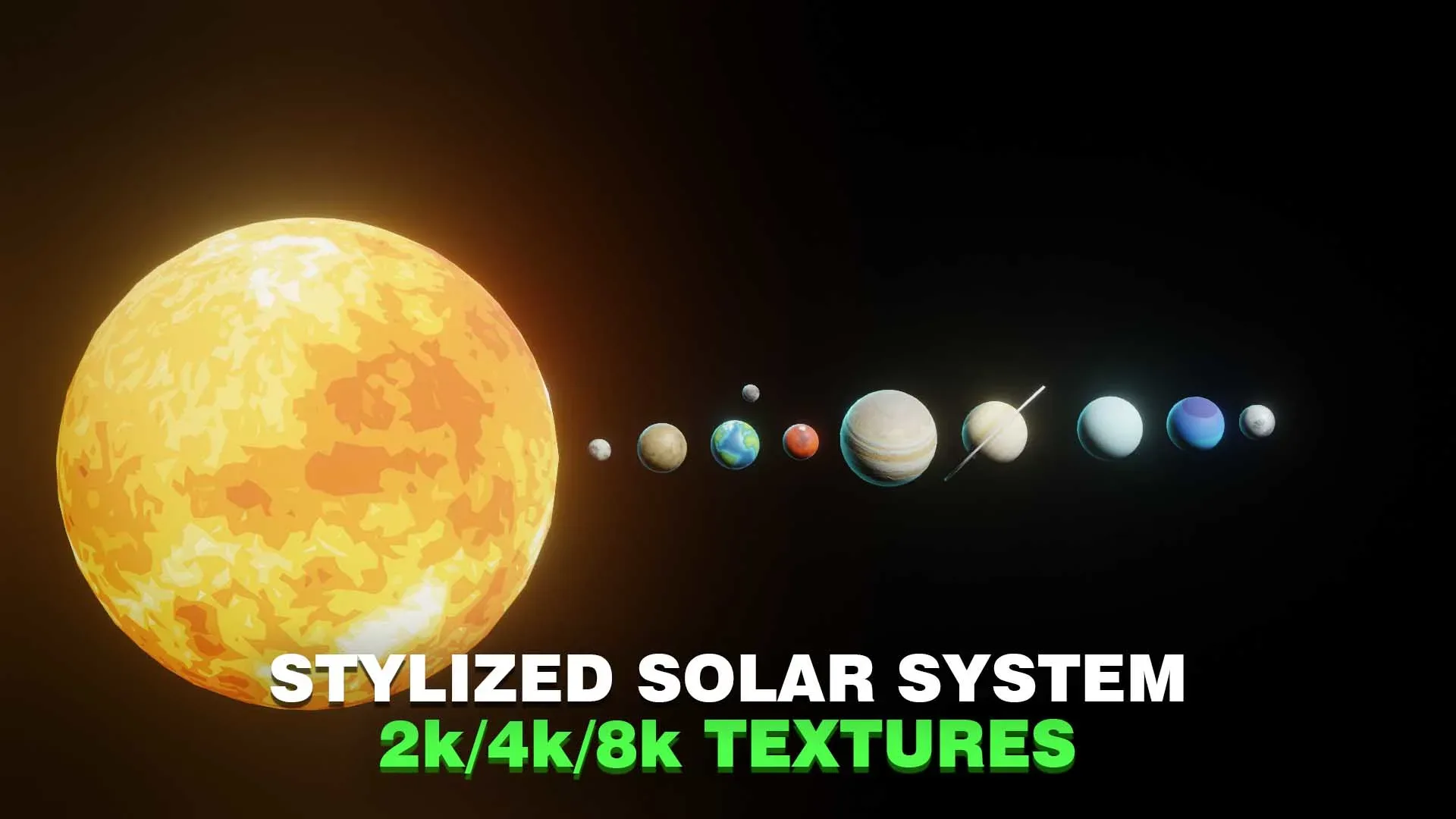 Stylized Solar System 3D Model 2k/4k/8k Textures