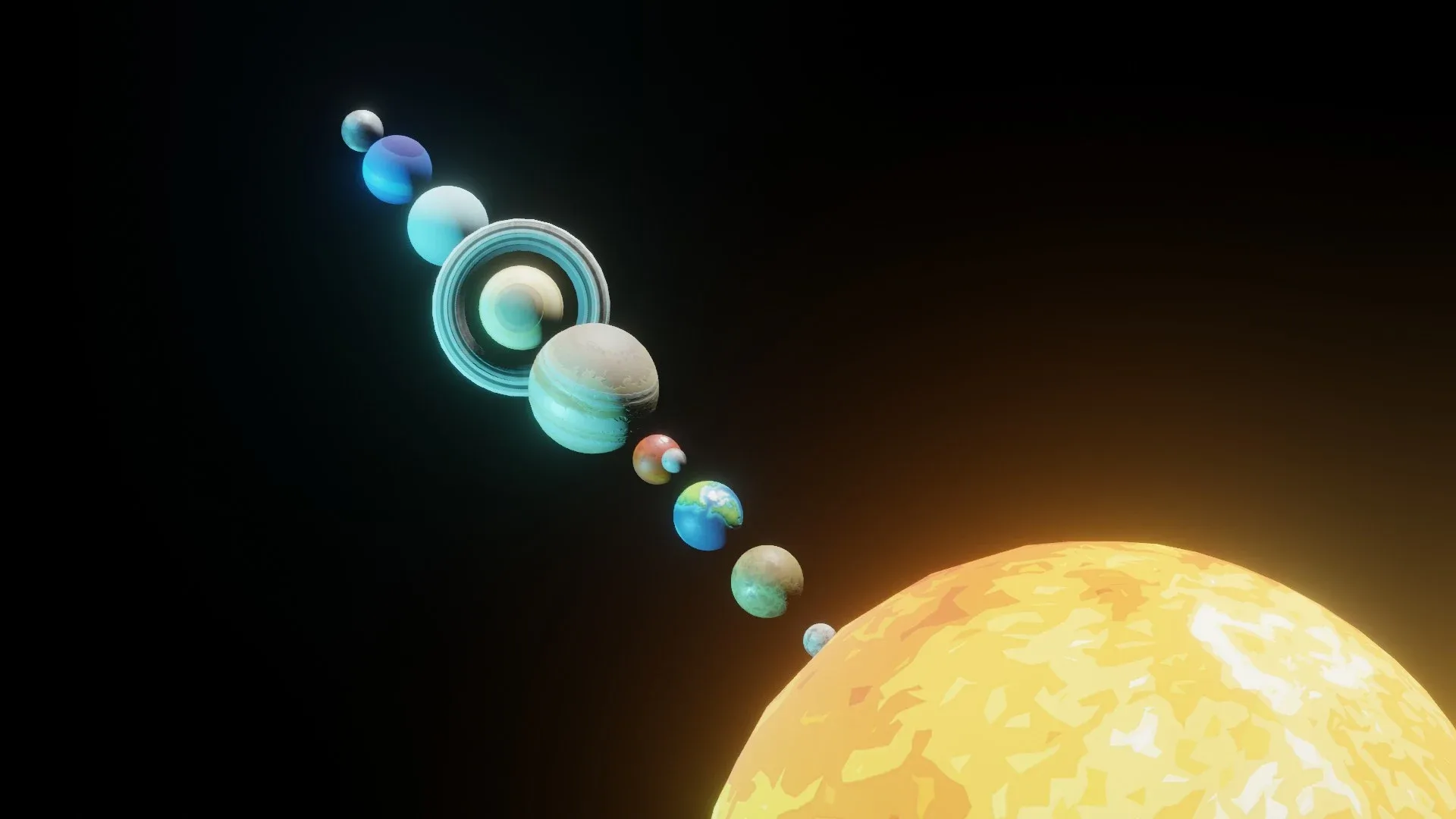 Stylized Solar System 3D Model 2k/4k/8k Textures