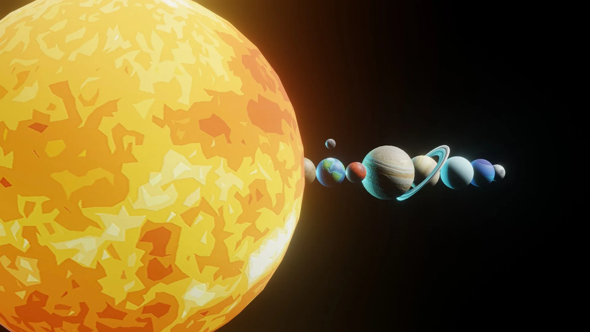 Stylized Solar System 3D Model 2k/4k/8k Textures