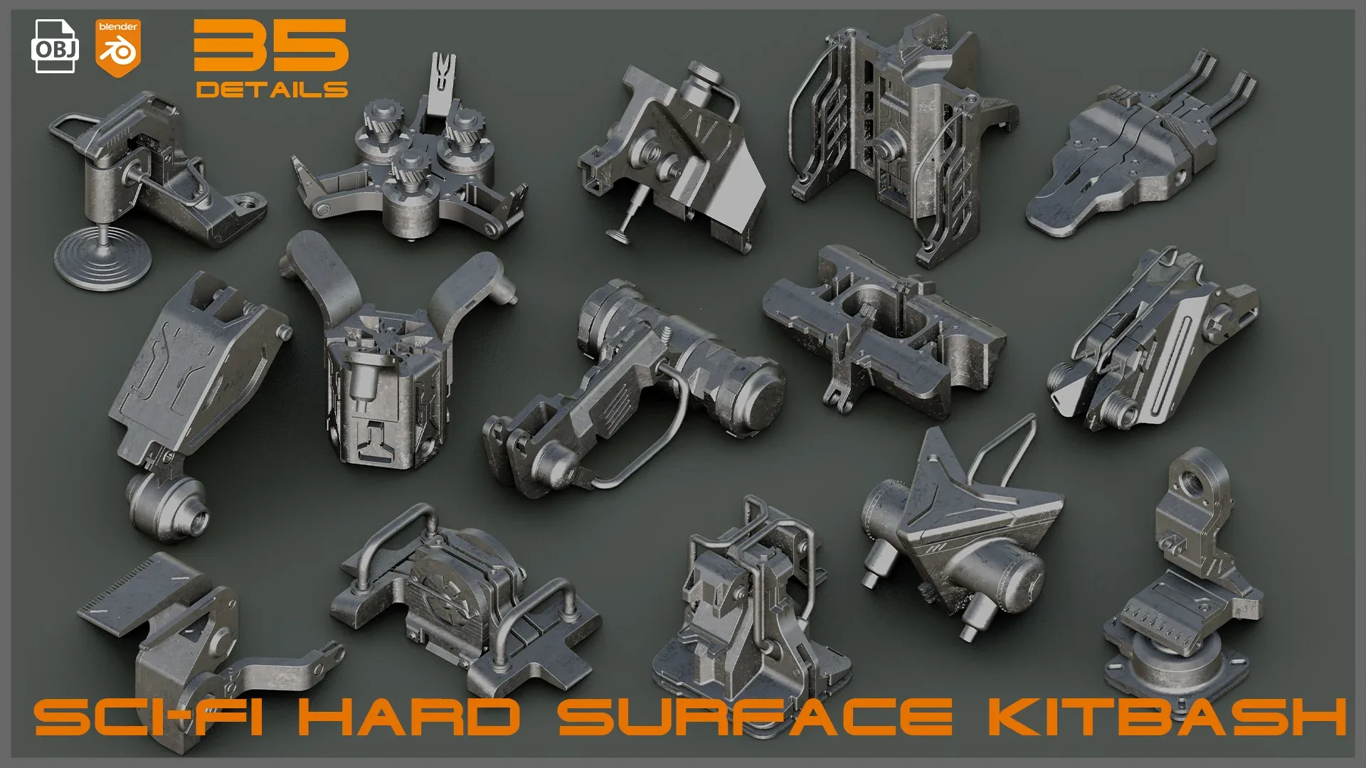 Sci-Fi Hard Surface KITBASH 35 DETAILS