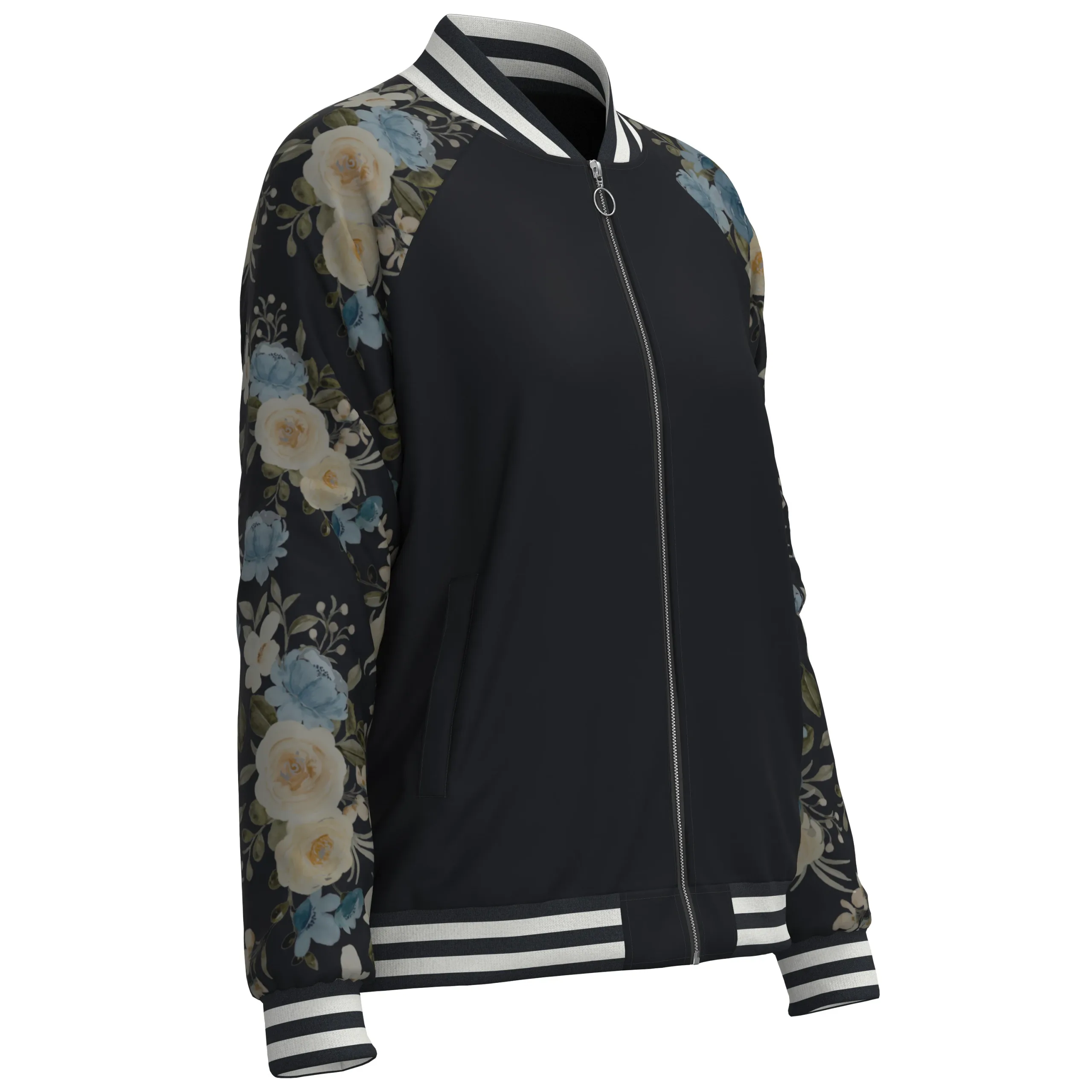 Women's Raglan Sleeves Bomber Jacket, marvelous designer,clo3d