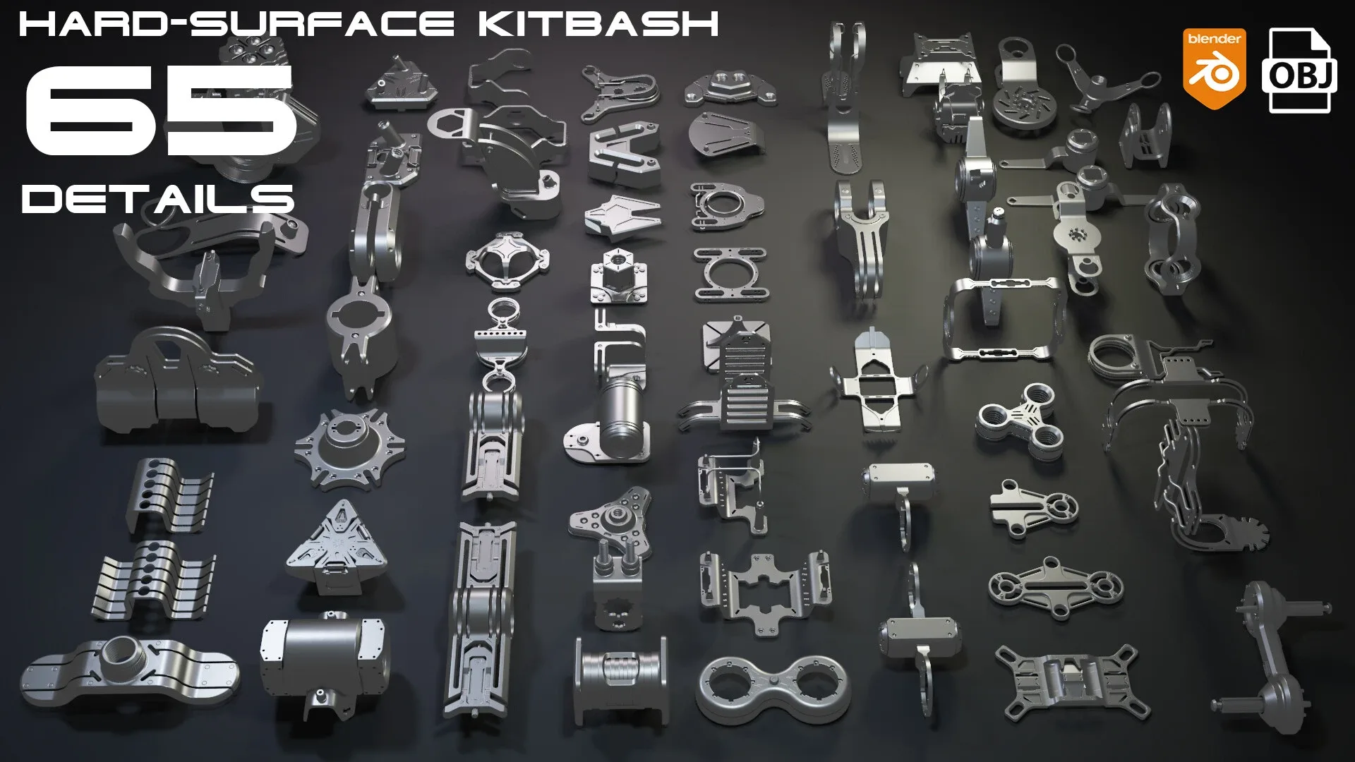 Sci-Fi Hard Surface KITBASH 65 DETAILS OBJ