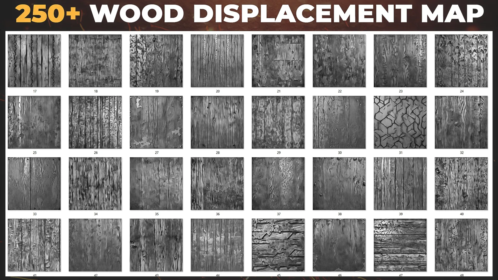 250+ Wood Alphas for ZBrush, Blender vol.10