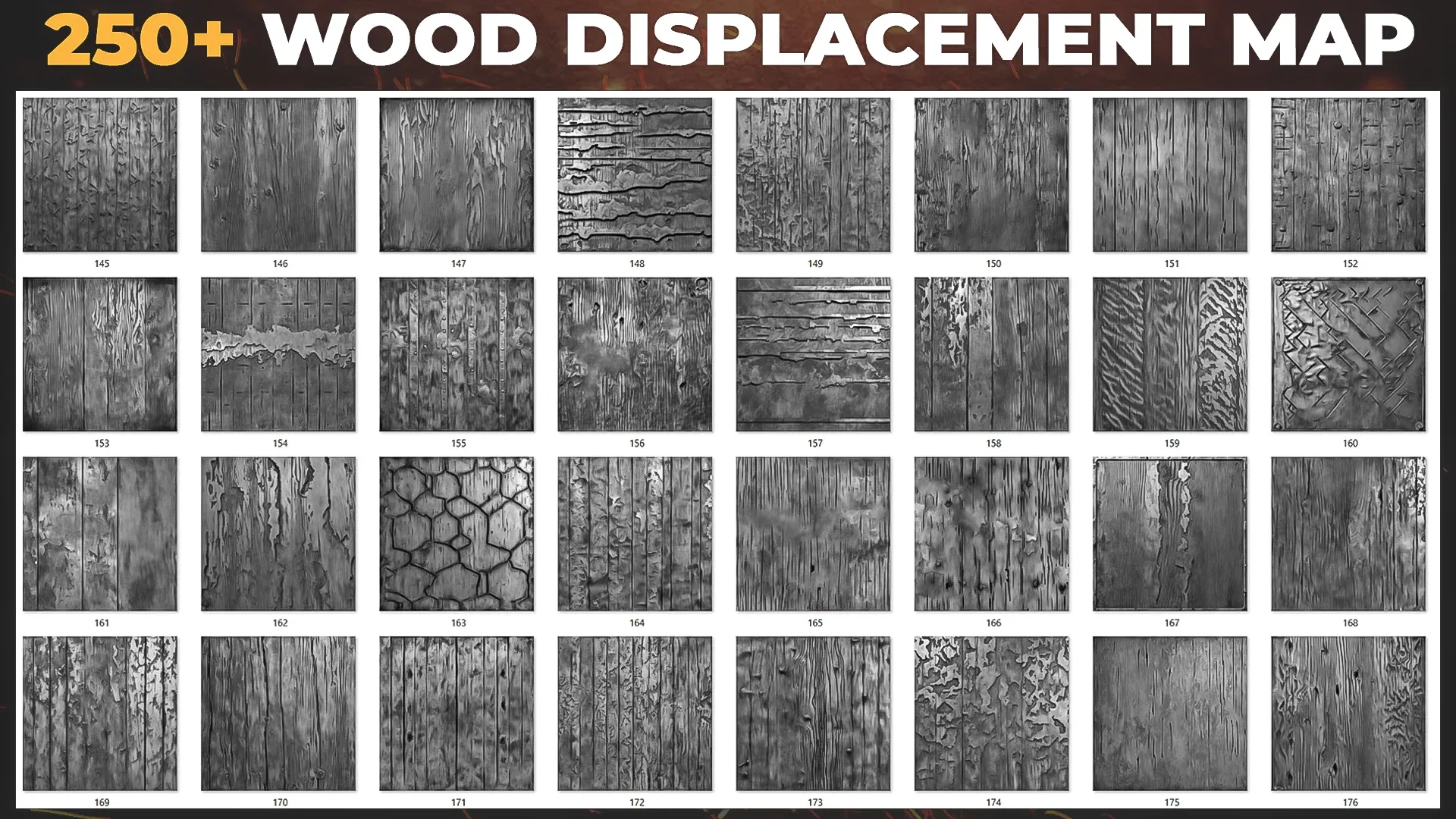 250+ Wood Alphas for ZBrush, Blender vol.10