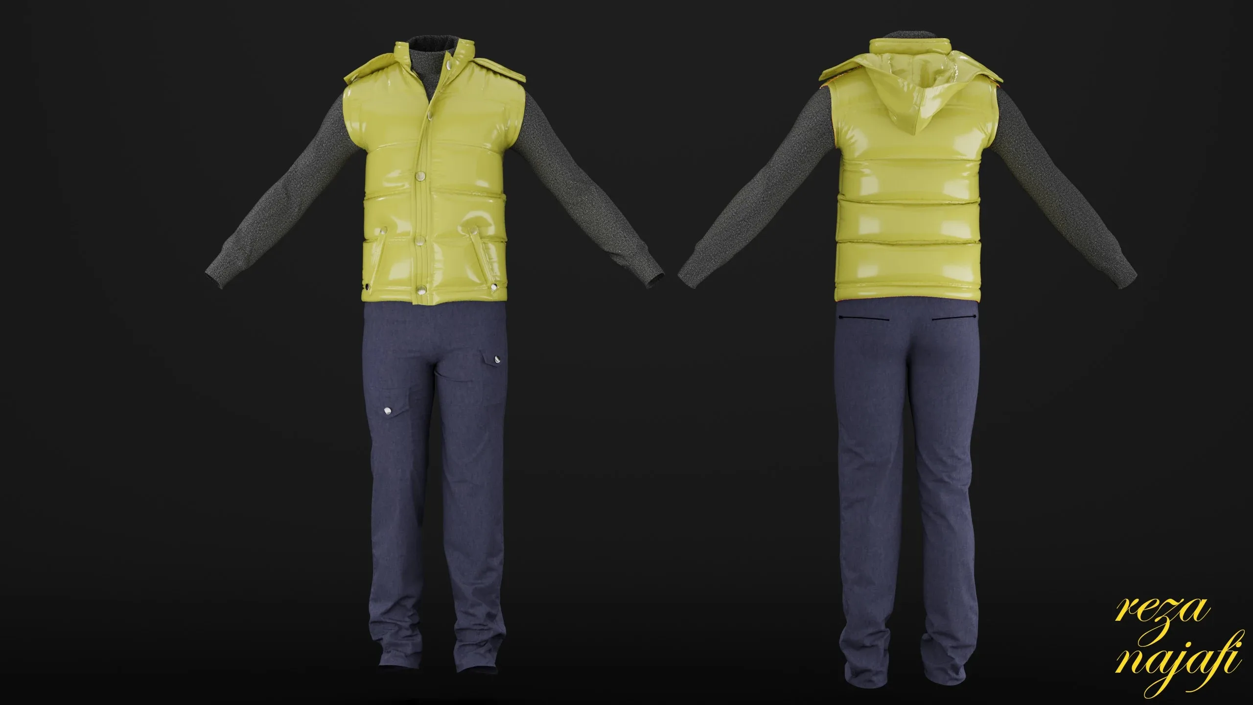 Vest jacket for marvelous designer