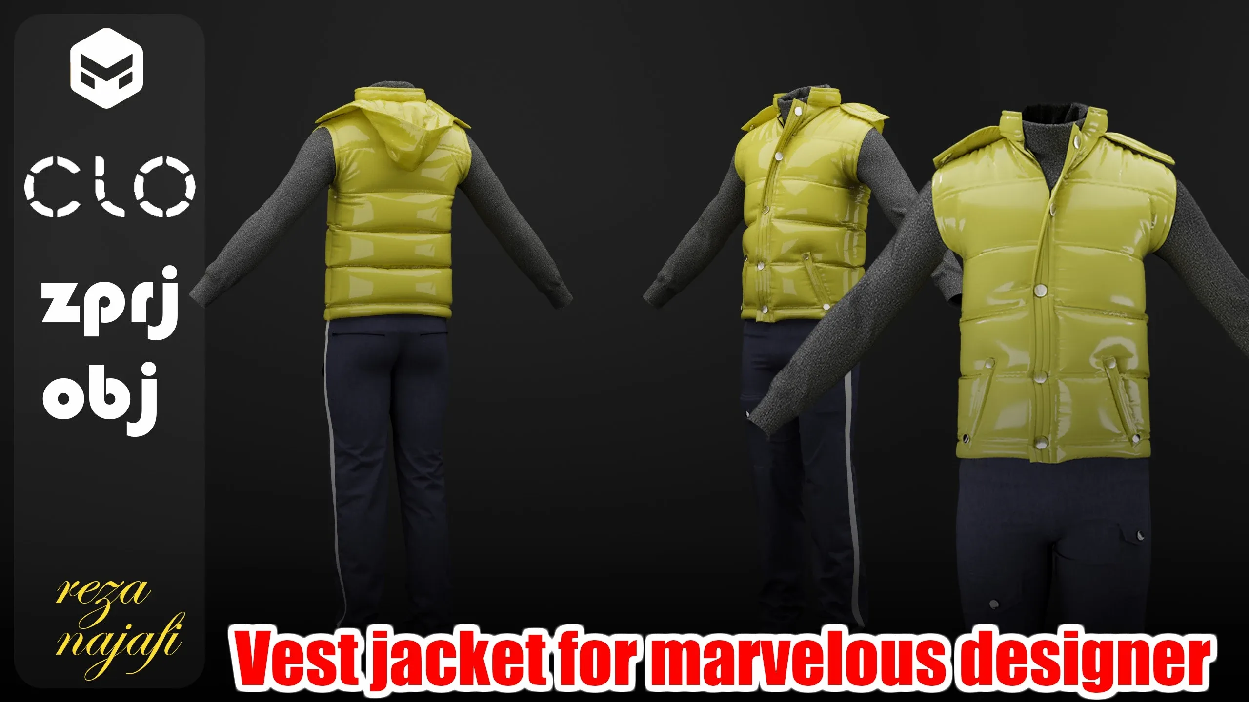 Vest jacket for marvelous designer