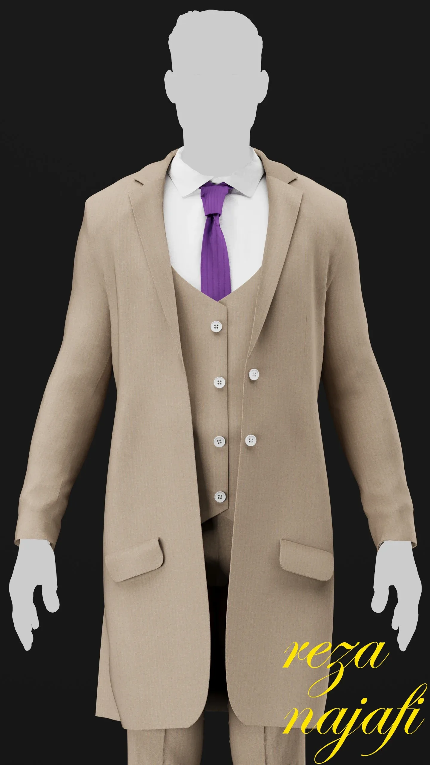 Men's long coat for marvelous designer