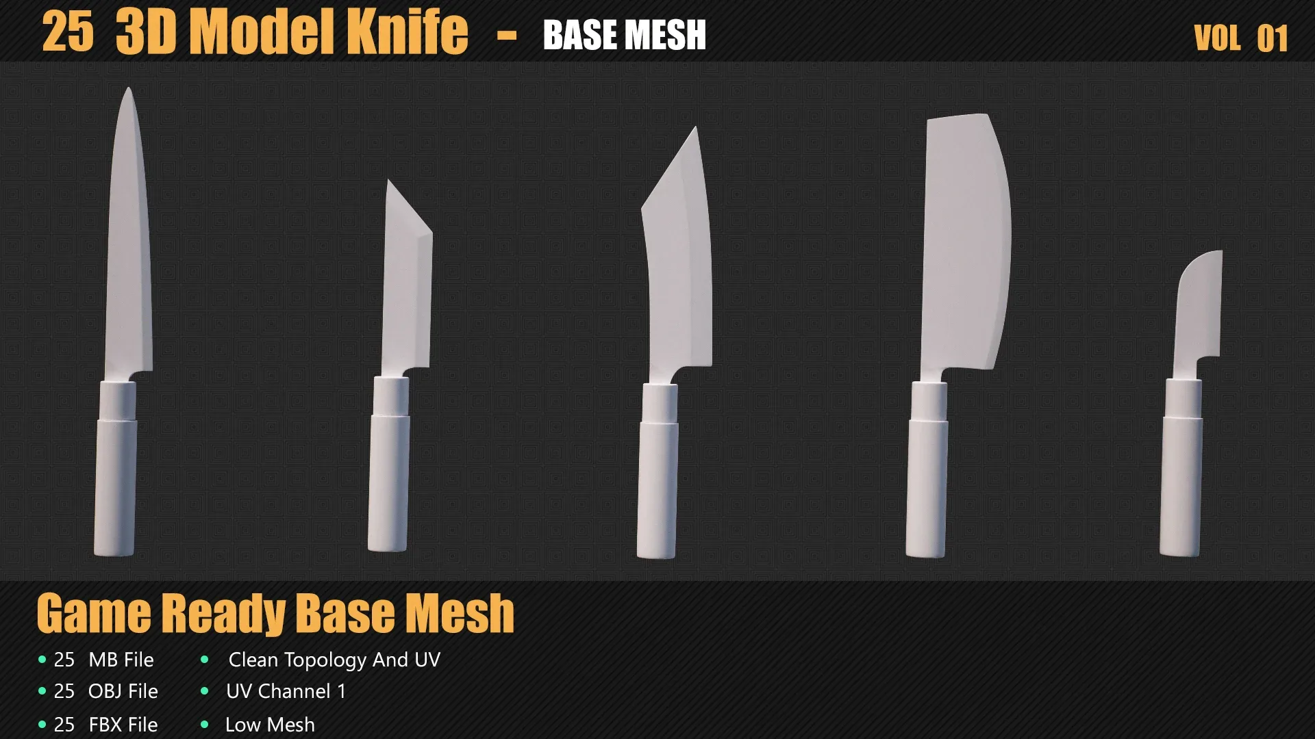 25 3D Models Knife In Maya For Game And Animation