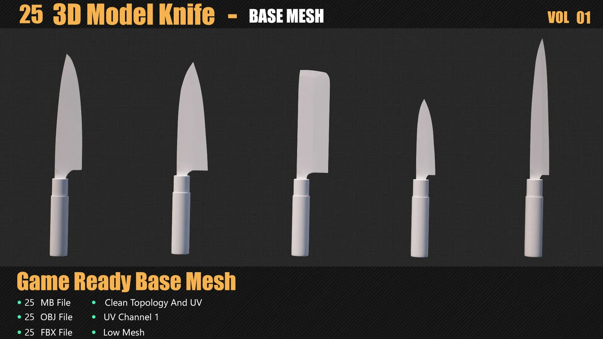 25 3D Models Knife In Maya For Game And Animation