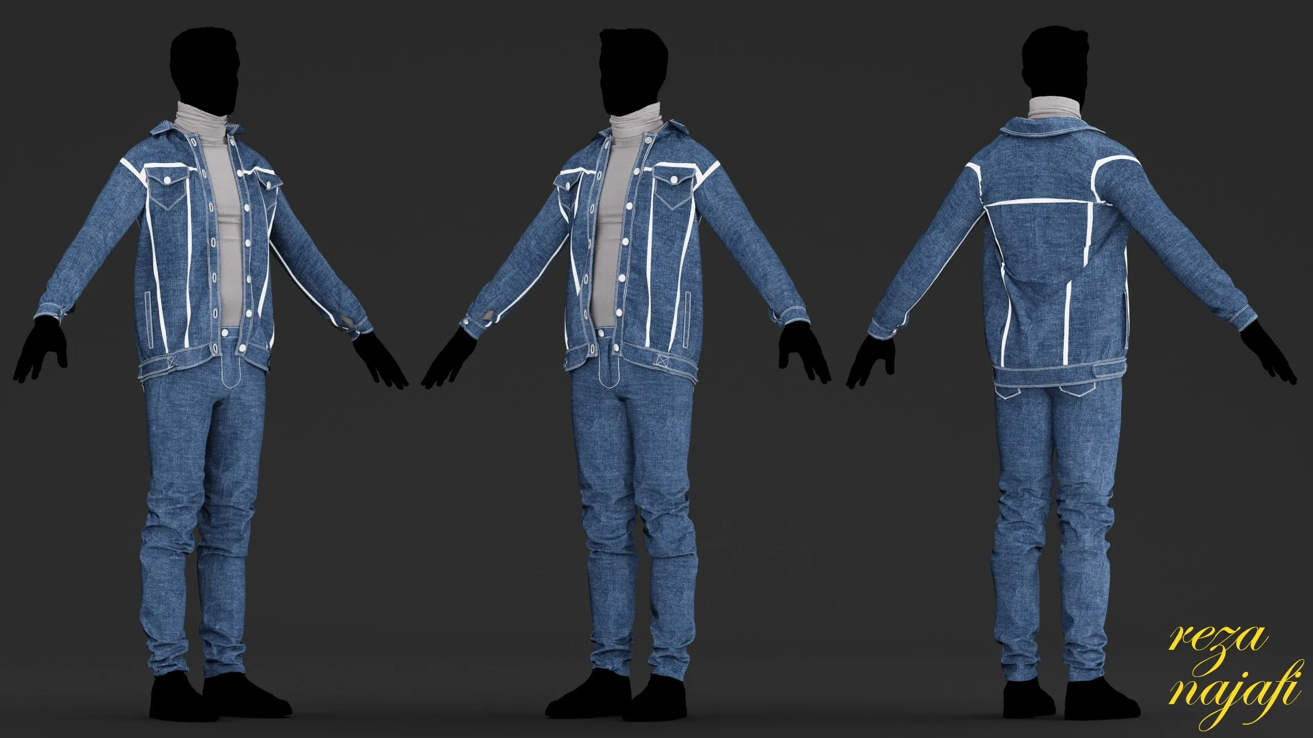 Pants and vest Jeans for marvelous designer