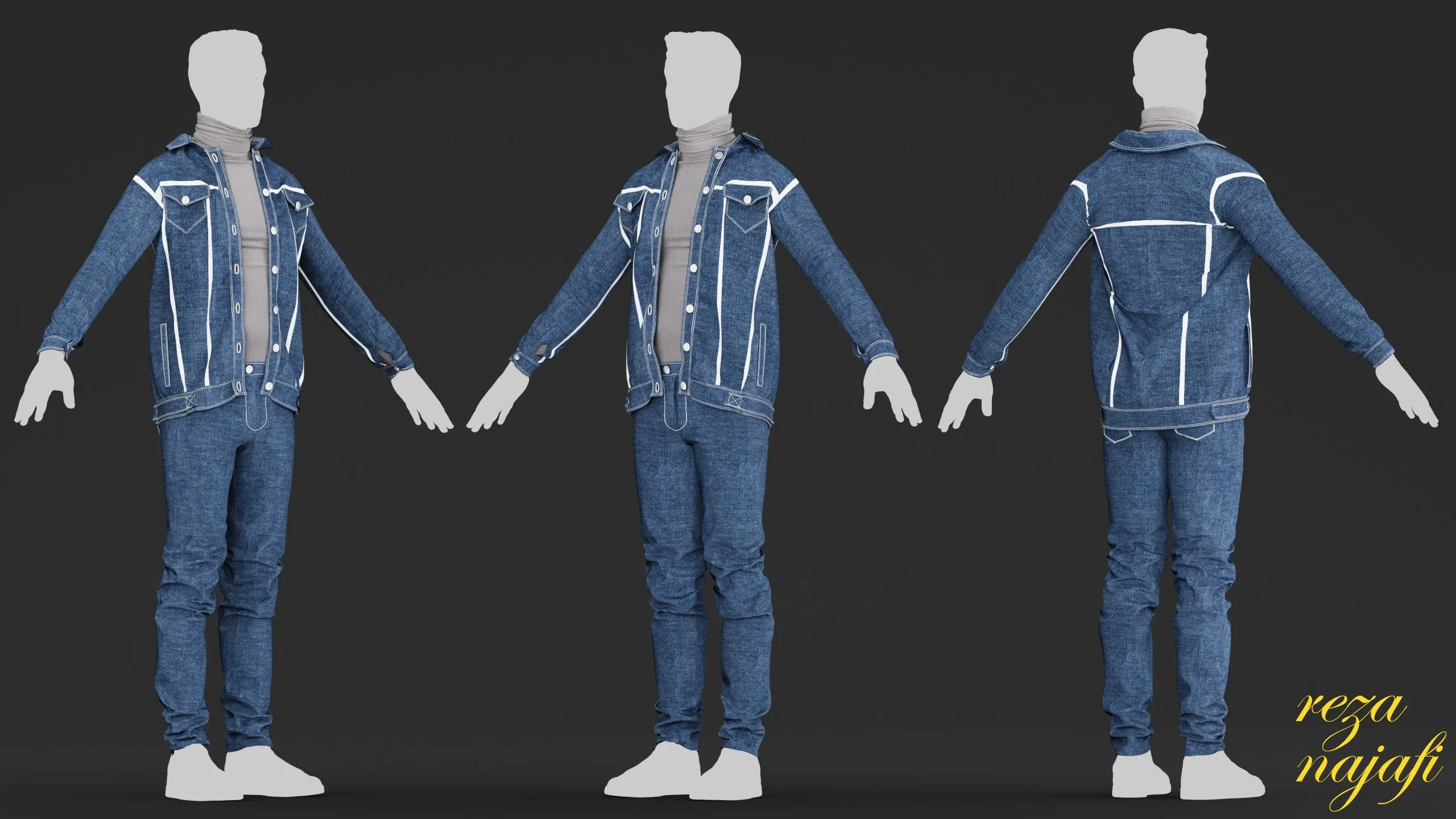 Pants and vest Jeans for marvelous designer