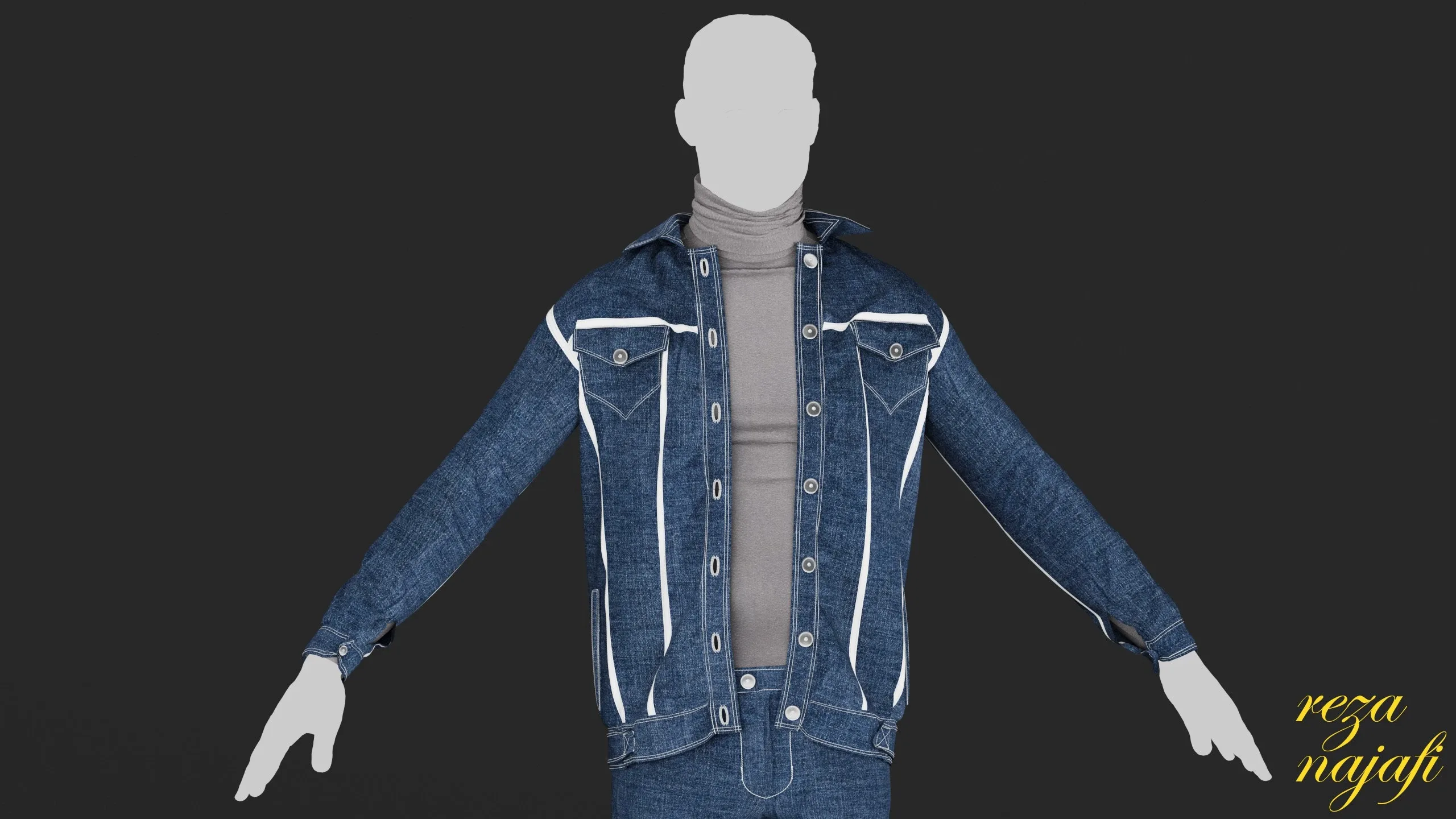 Pants and vest Jeans for marvelous designer