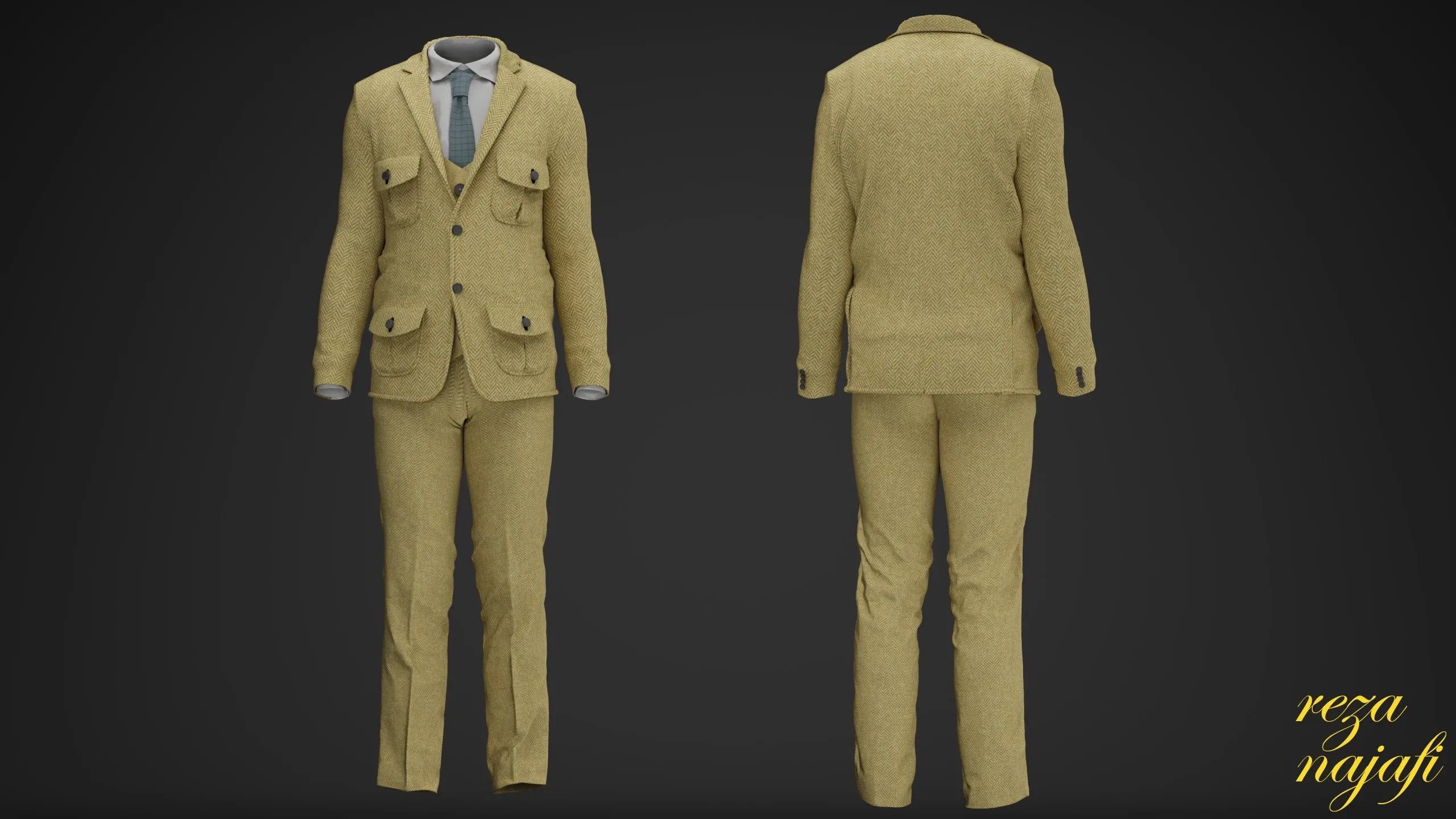 suit Sahariana Donegal marino for marvelous designer