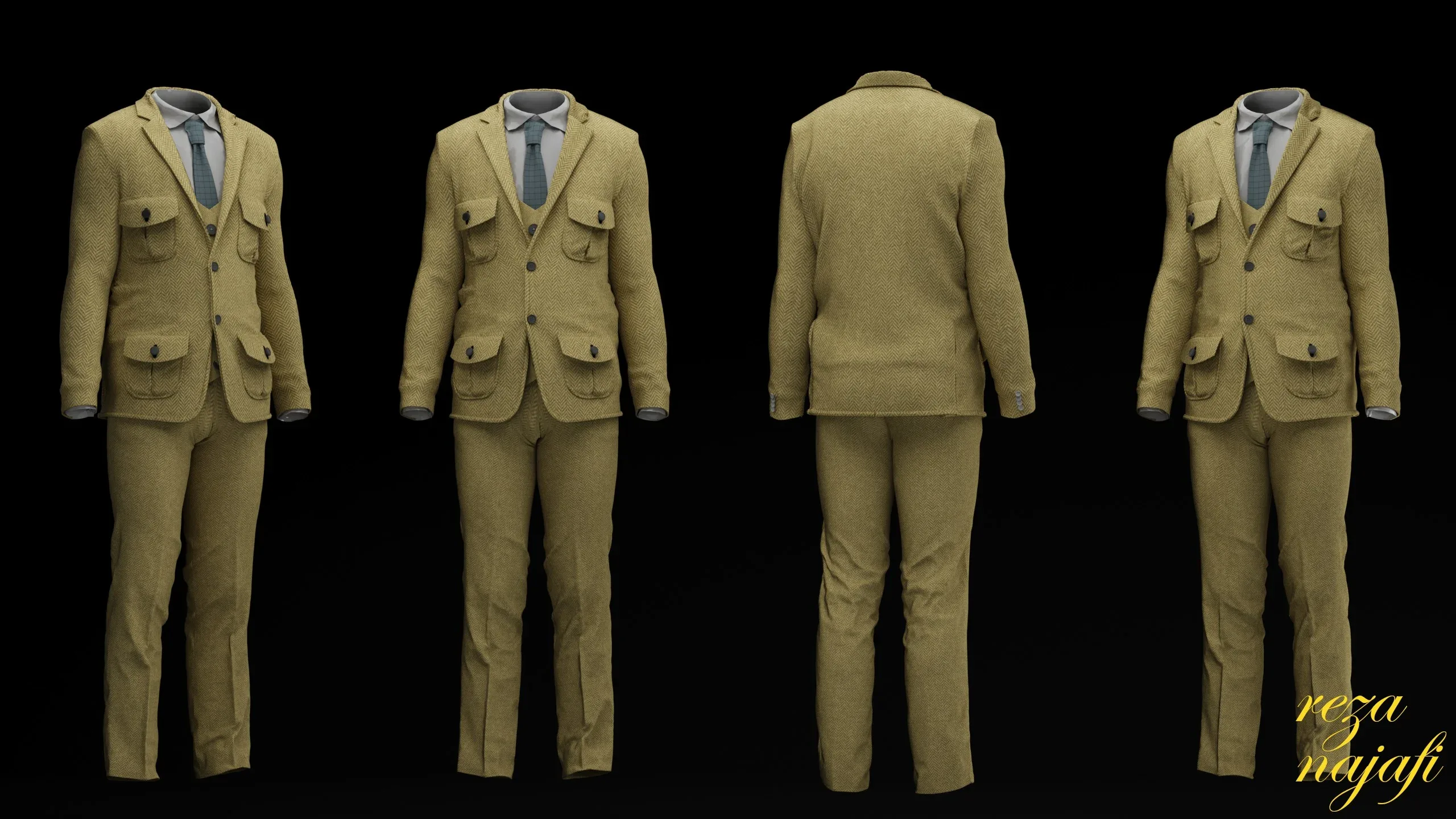 suit Sahariana Donegal marino for marvelous designer