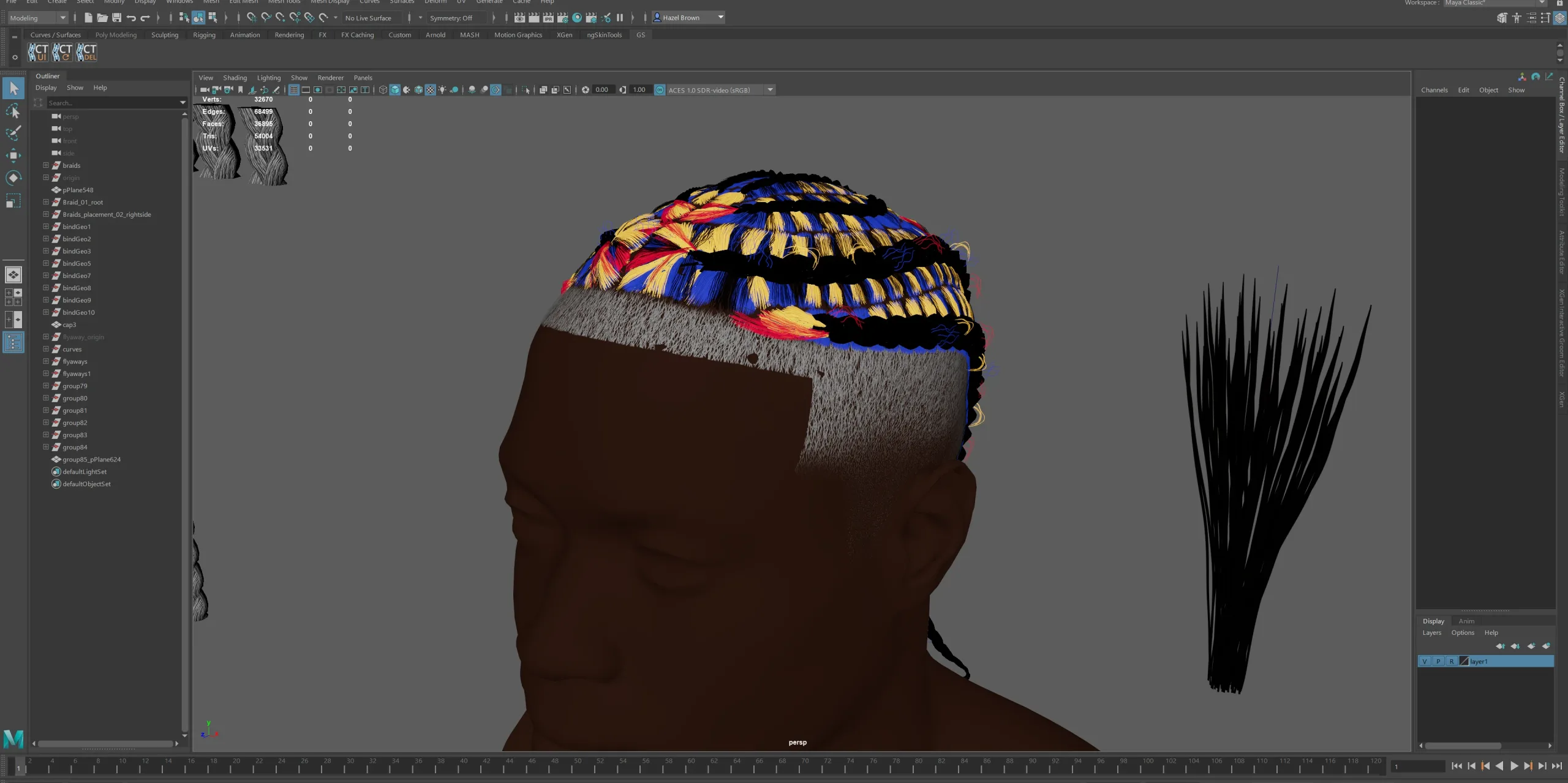 Realtime cornrows/braids - Working files and marmoset scene