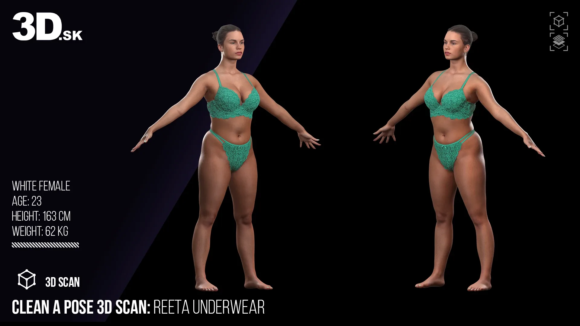 Cleaned A Pose Scan | 3D Model Reeta Underwear