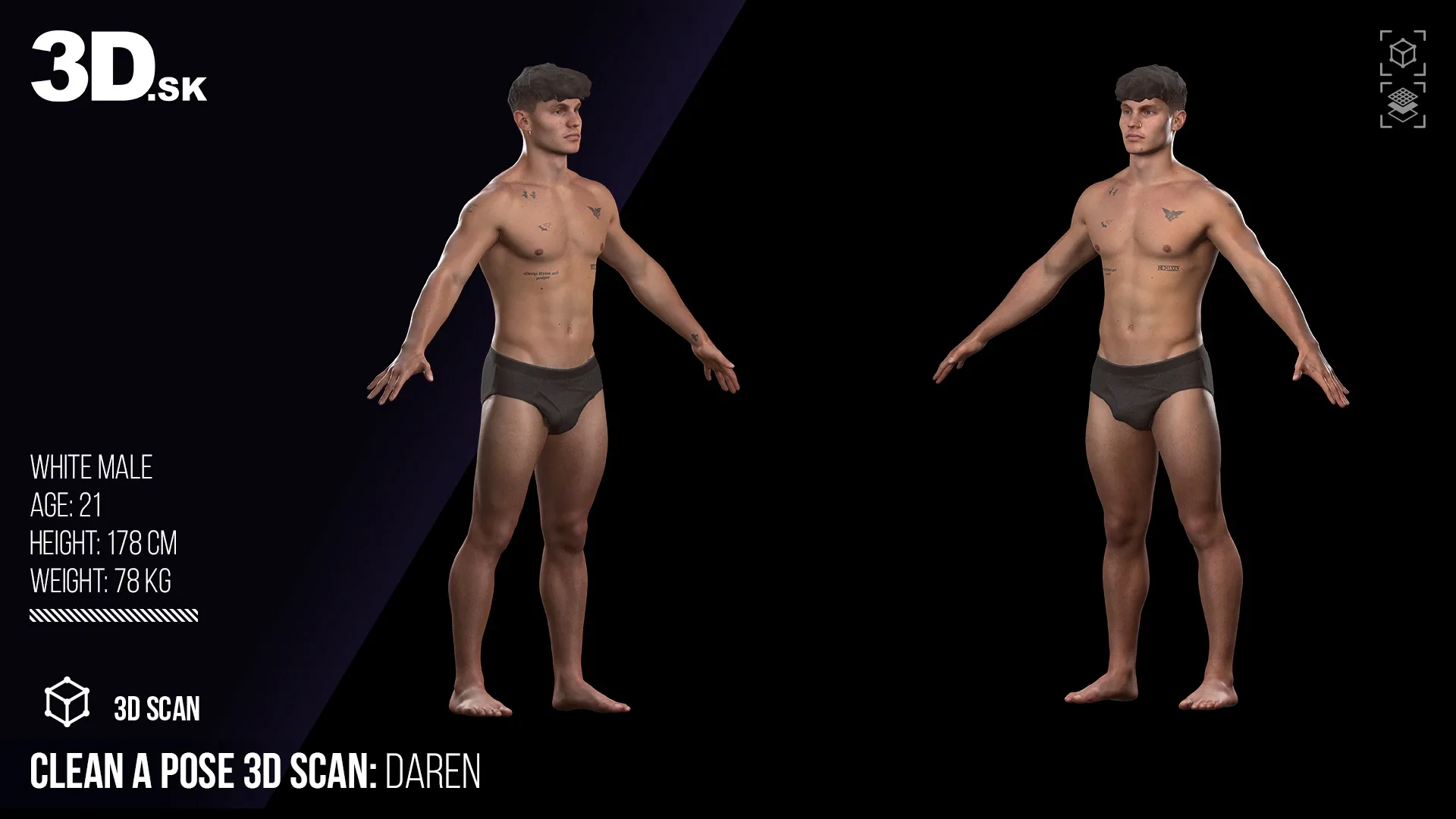Cleaned A Pose Scan | 3D Model Darren Underwear