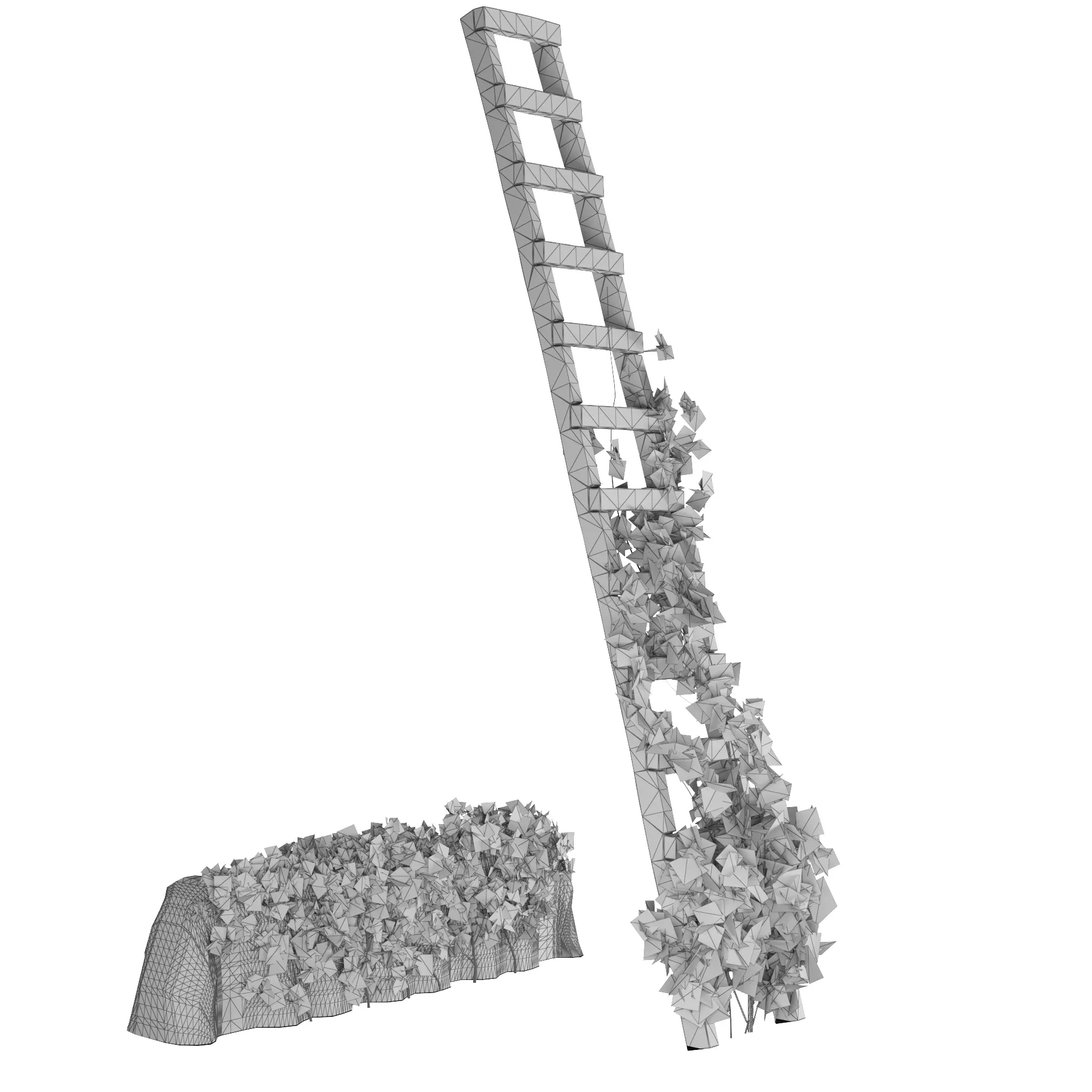 Easy to Use 3D Model of Vine Climber Plant on Ladder and Rock