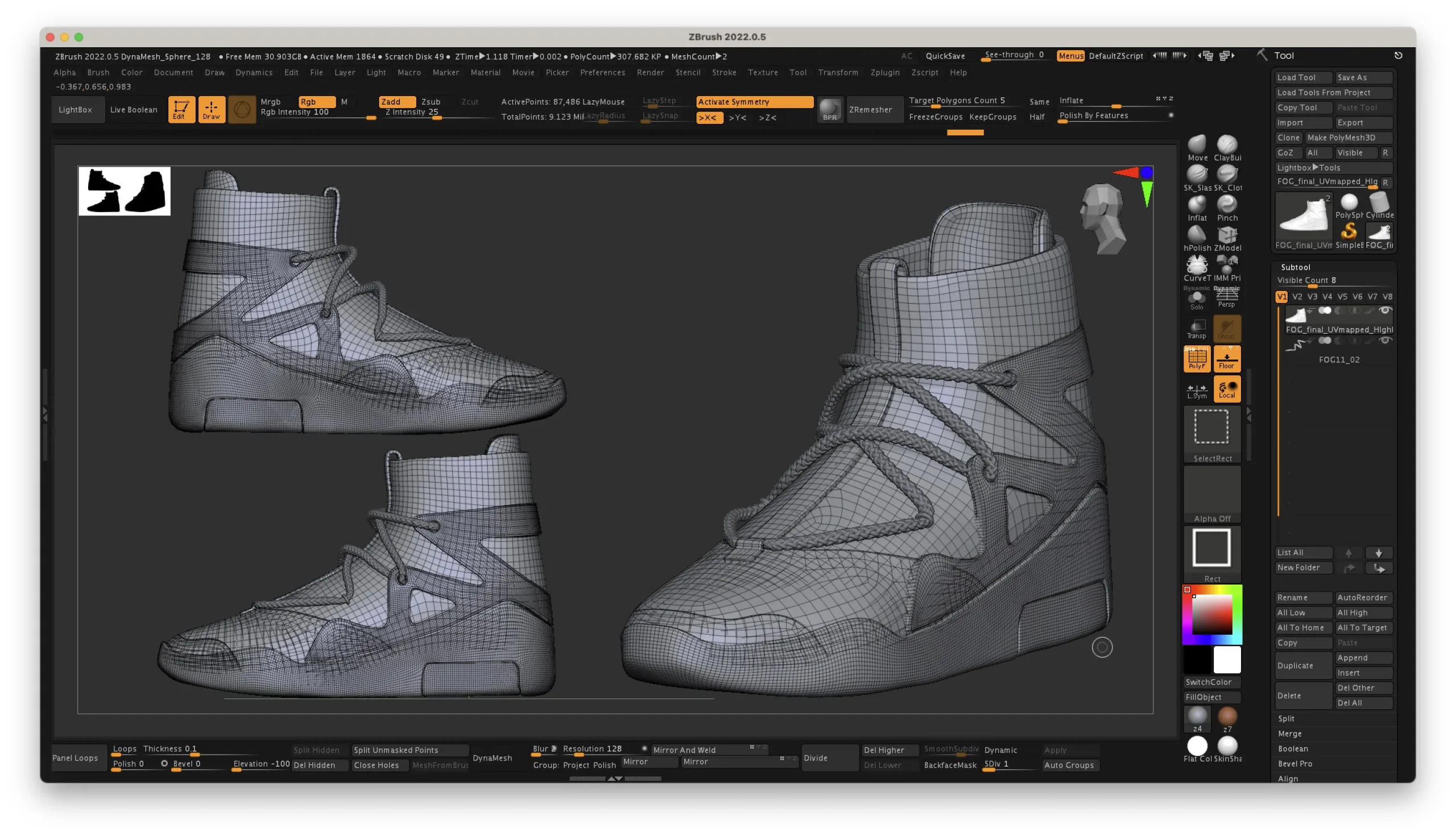 Sculpting 3d sneakers using ZBrush