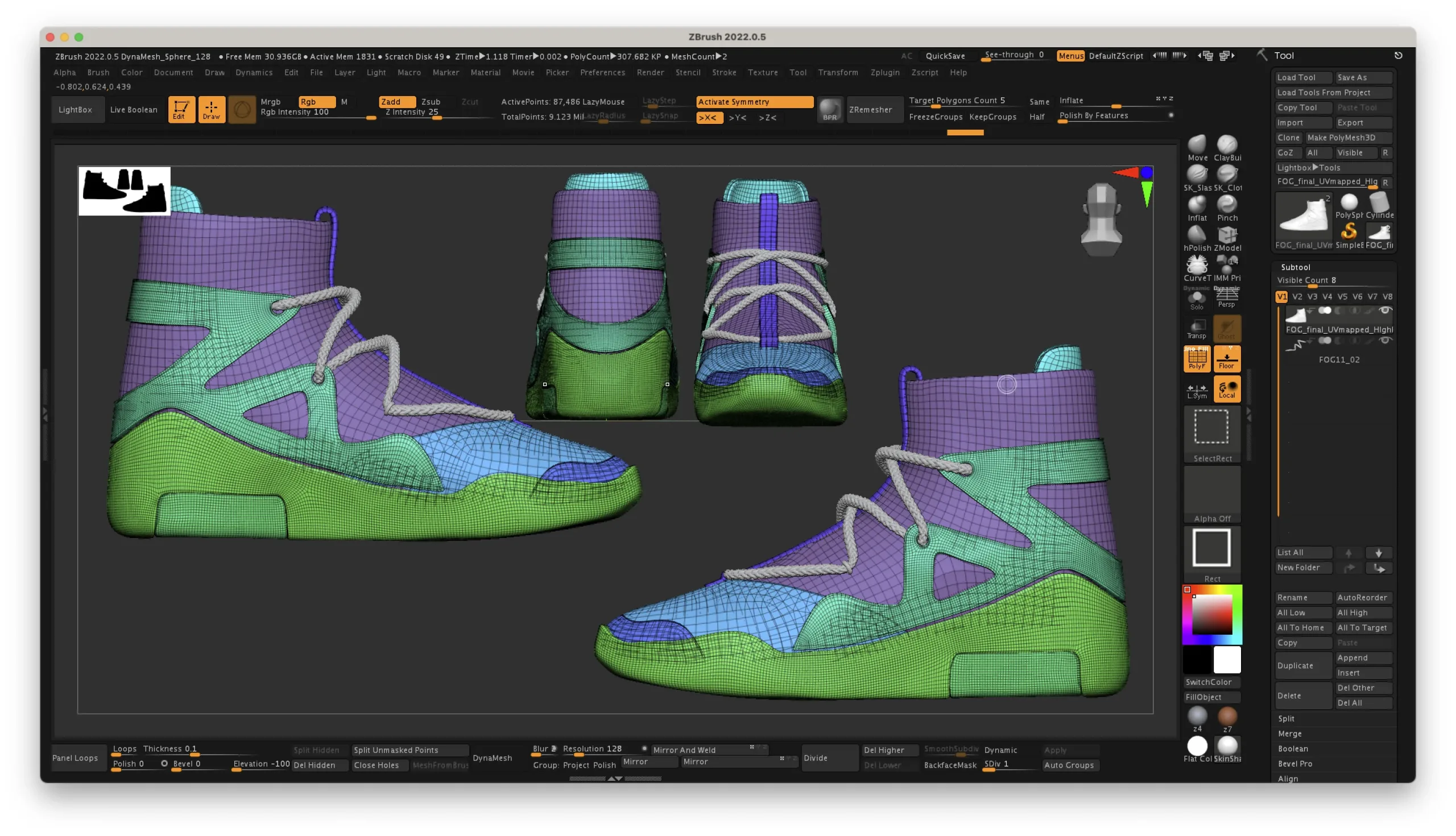 Sculpting 3d sneakers using ZBrush