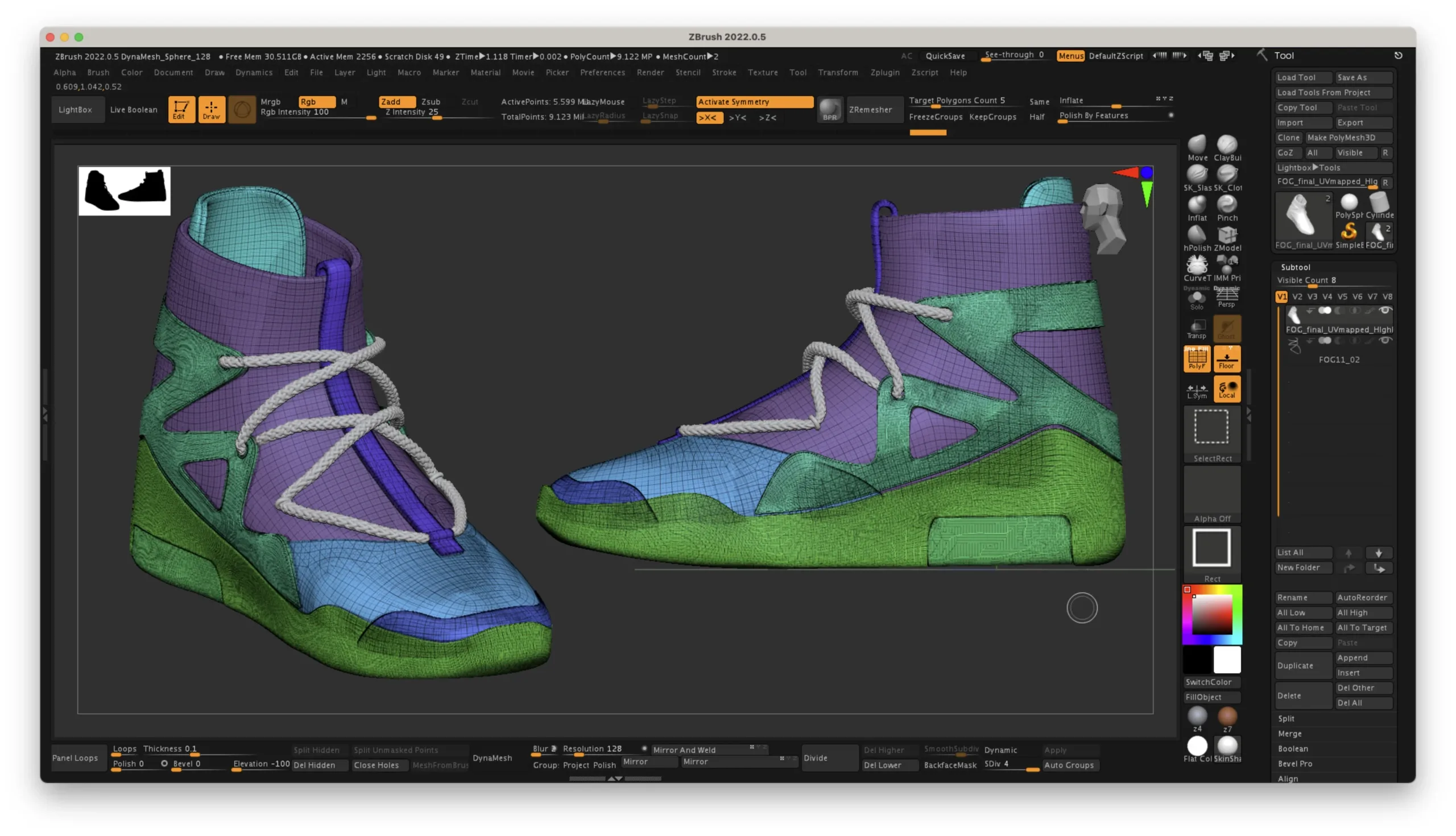 Sculpting 3d sneakers using ZBrush