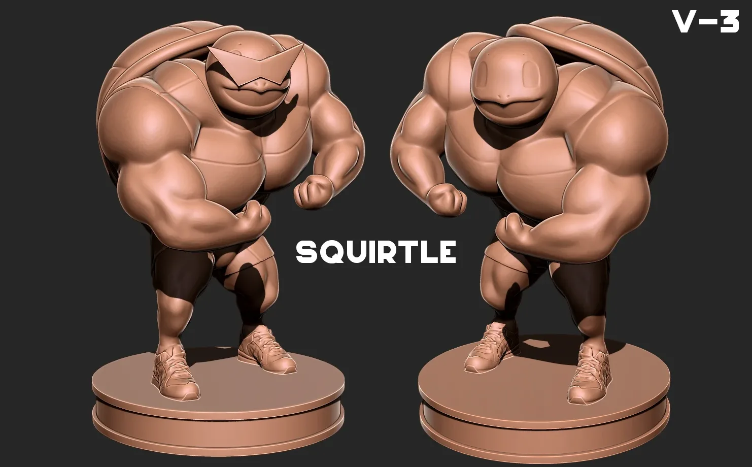 Squirtle bodybuilder V-3 - Pokemon 3D print model