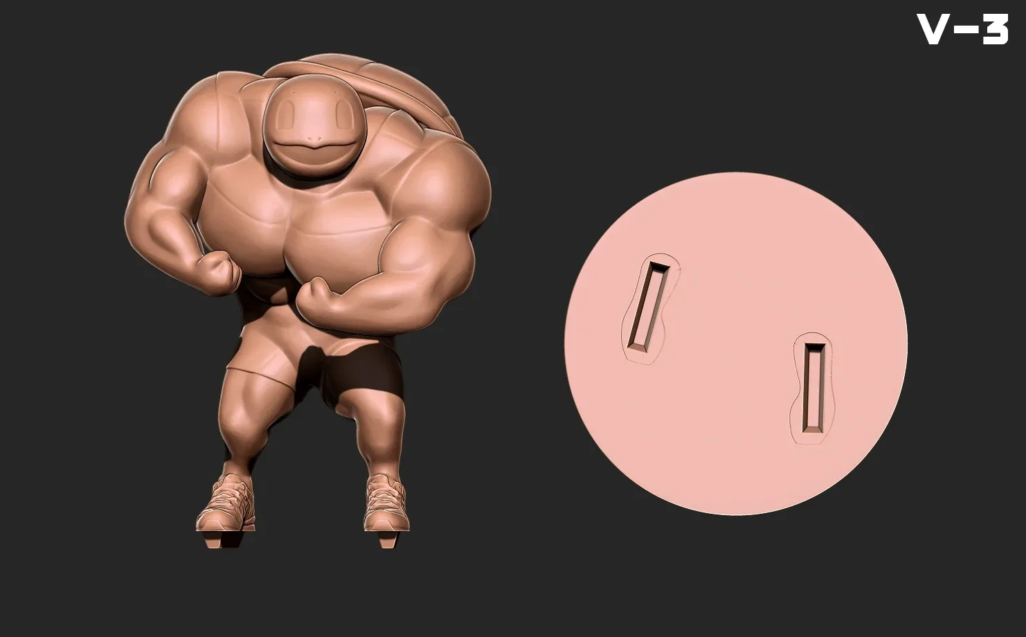 Squirtle bodybuilder V-3 - Pokemon 3D print model