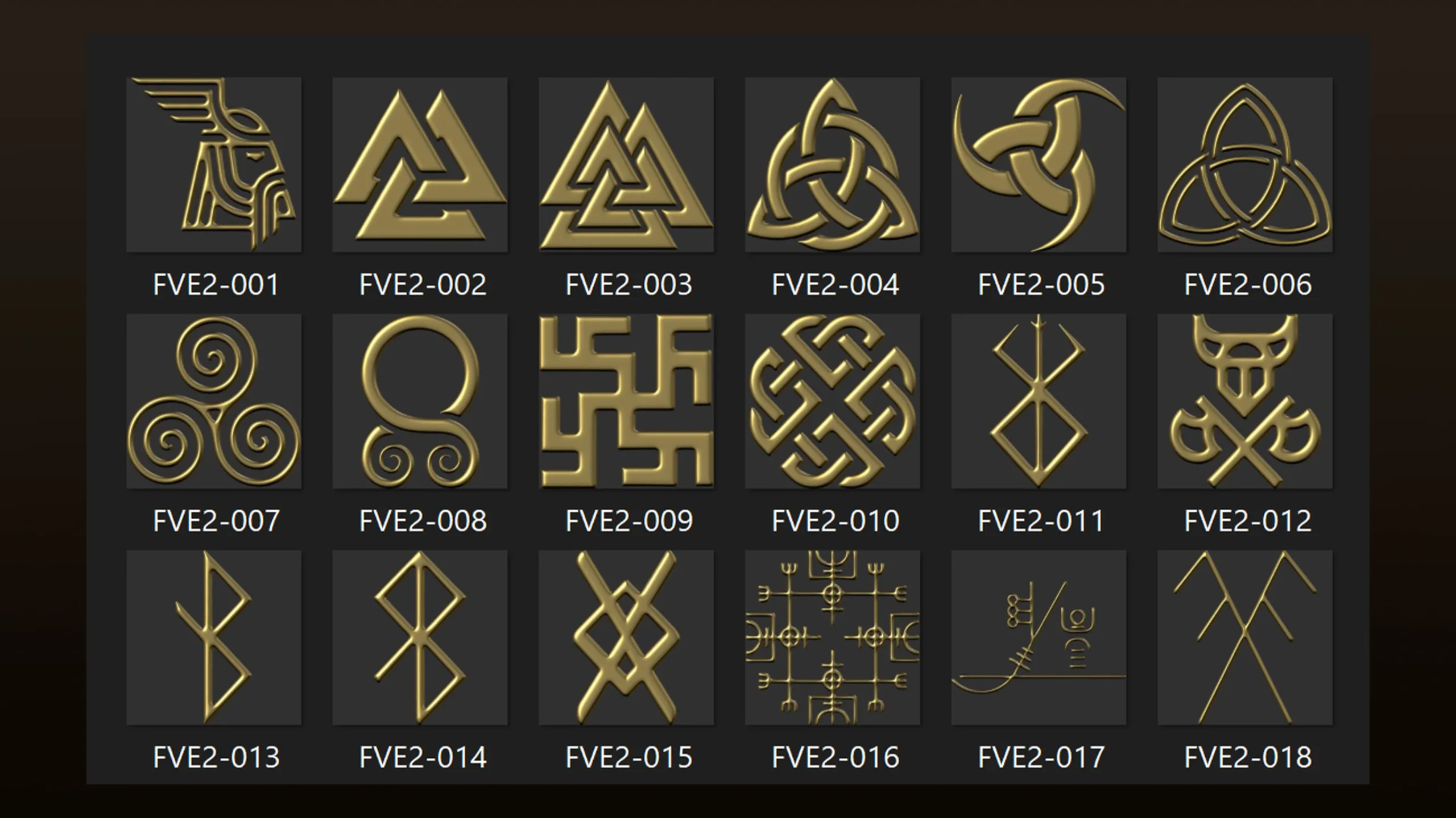 180 Viking elements 3D Model,alpha and brush Vol 2