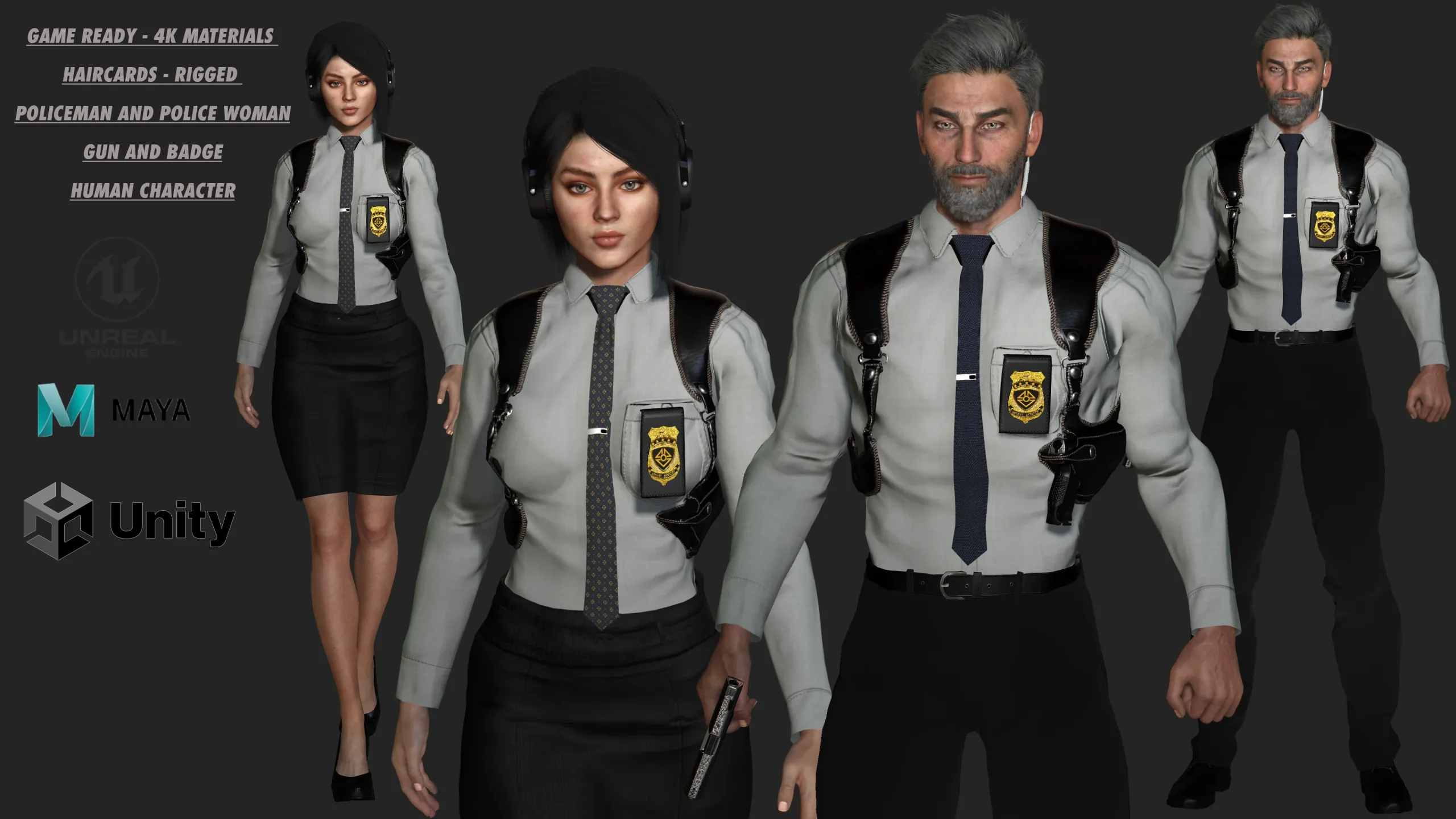 AAA 3D REALISTIC HUMAN CHARACTER - POLICEMAN AND POLICEWOMAN