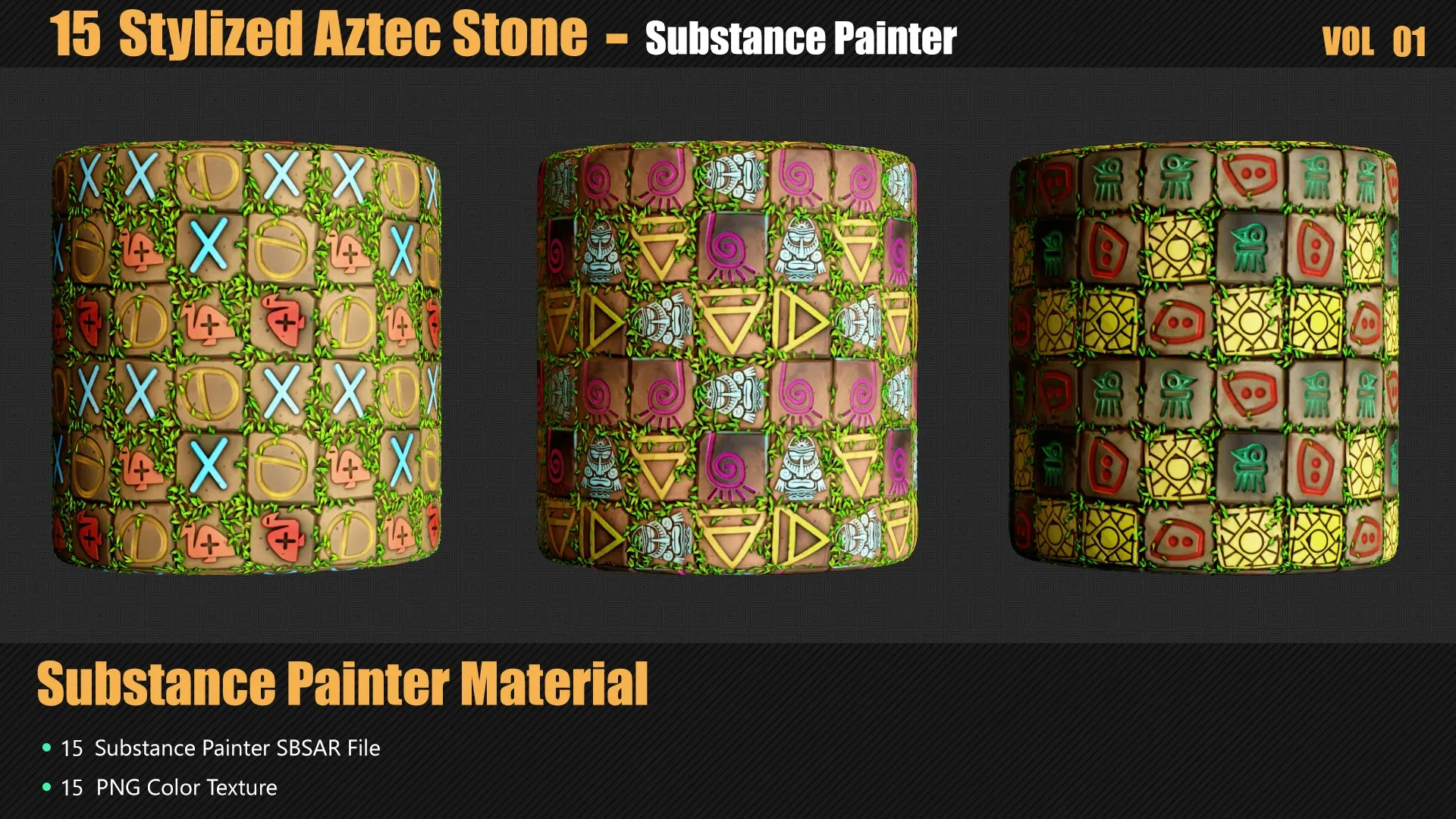 15 Stylized Aztec Stone Materials In Substance Painter