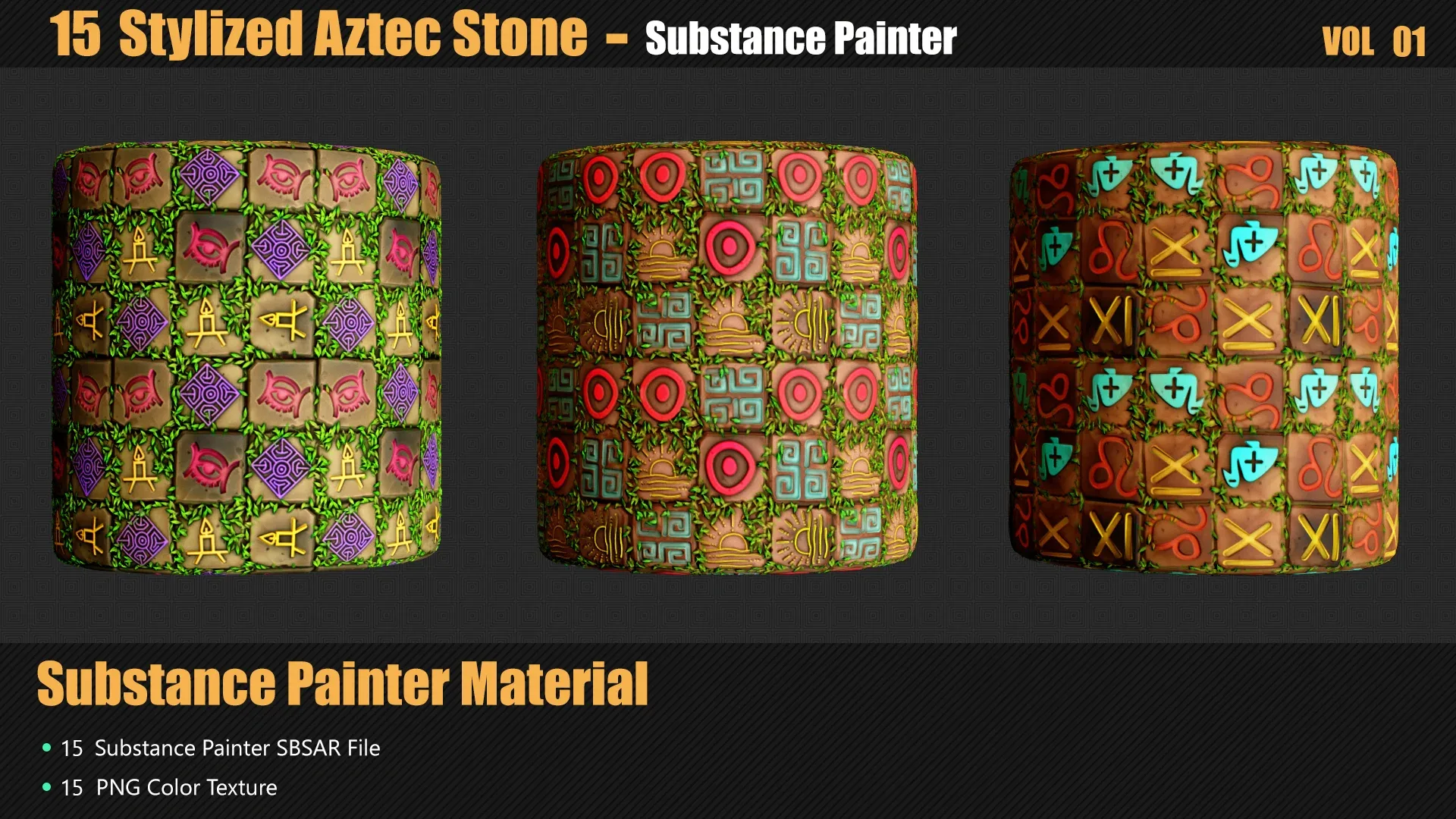 15 Stylized Aztec Stone Materials In Substance Painter