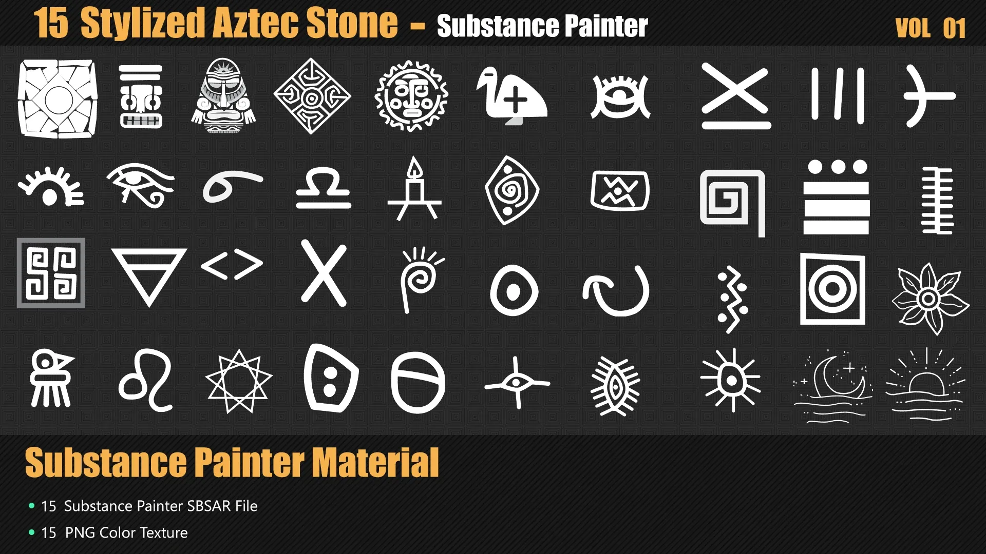 15 Stylized Aztec Stone Materials In Substance Painter