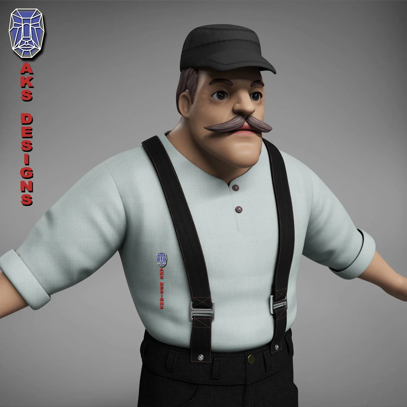 Cartoon stylized character old men 3