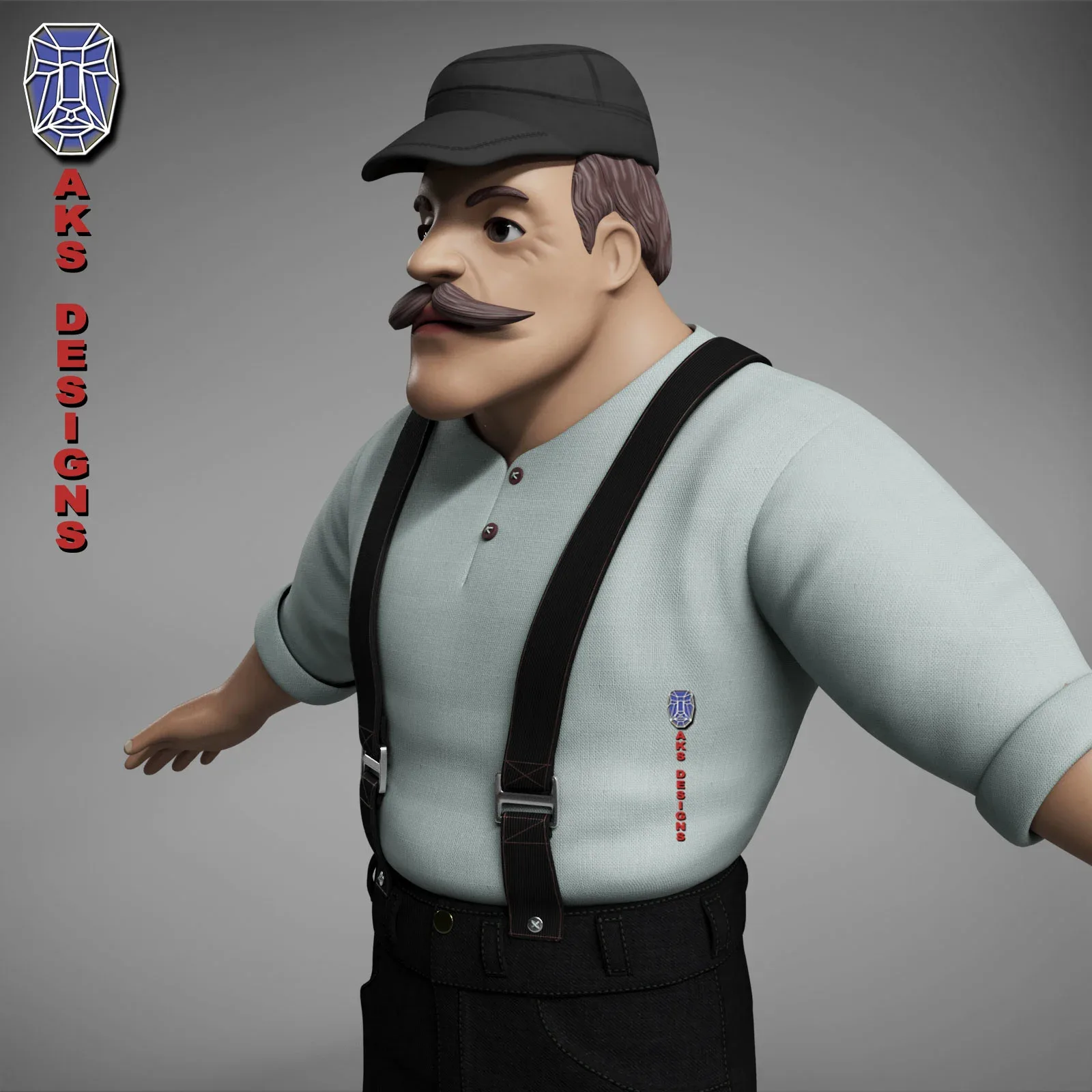 Cartoon stylized character old men 3