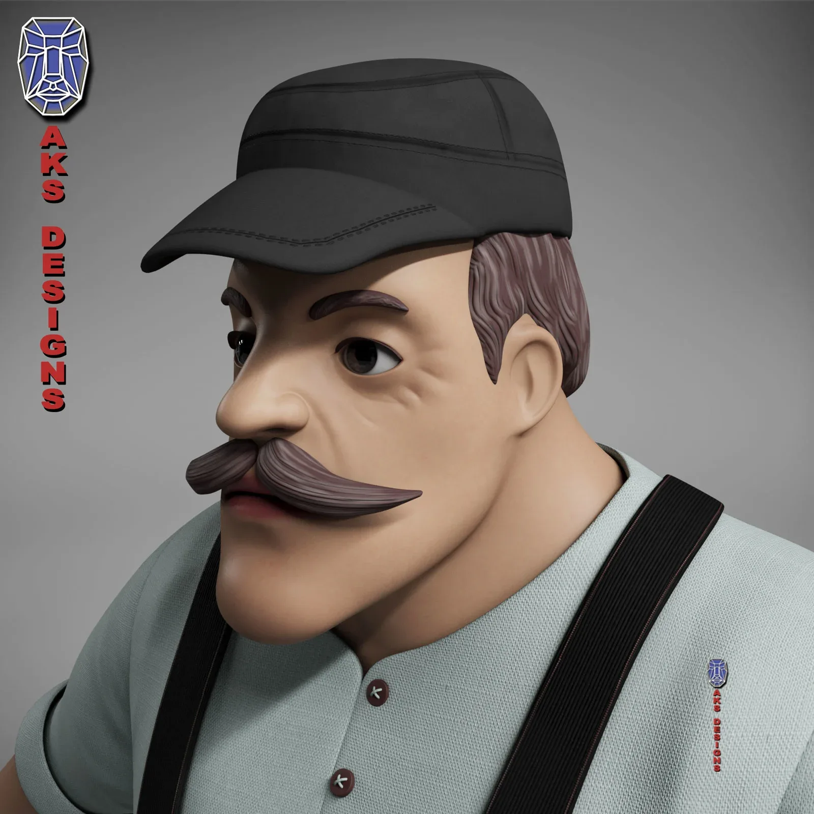 Cartoon stylized character old men 3