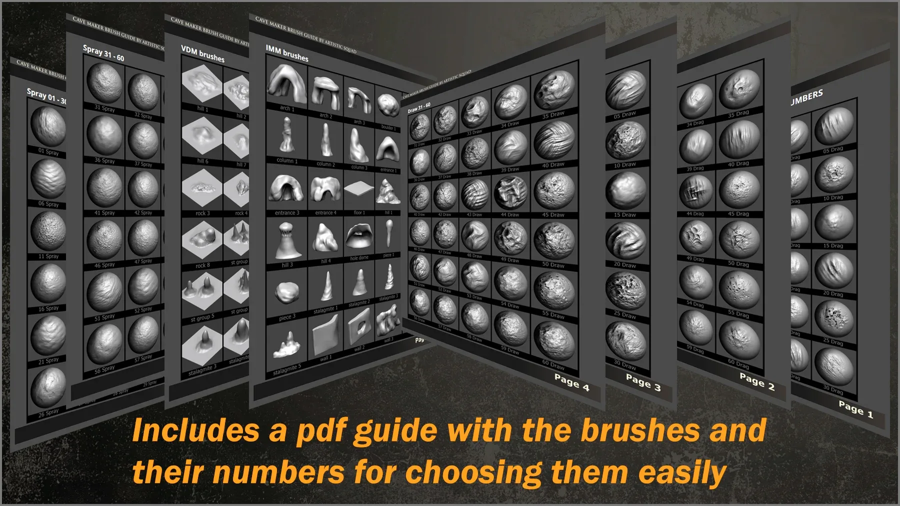 Cave Maker 300 ZBrush brushes, 60 Alphas and basemeshes