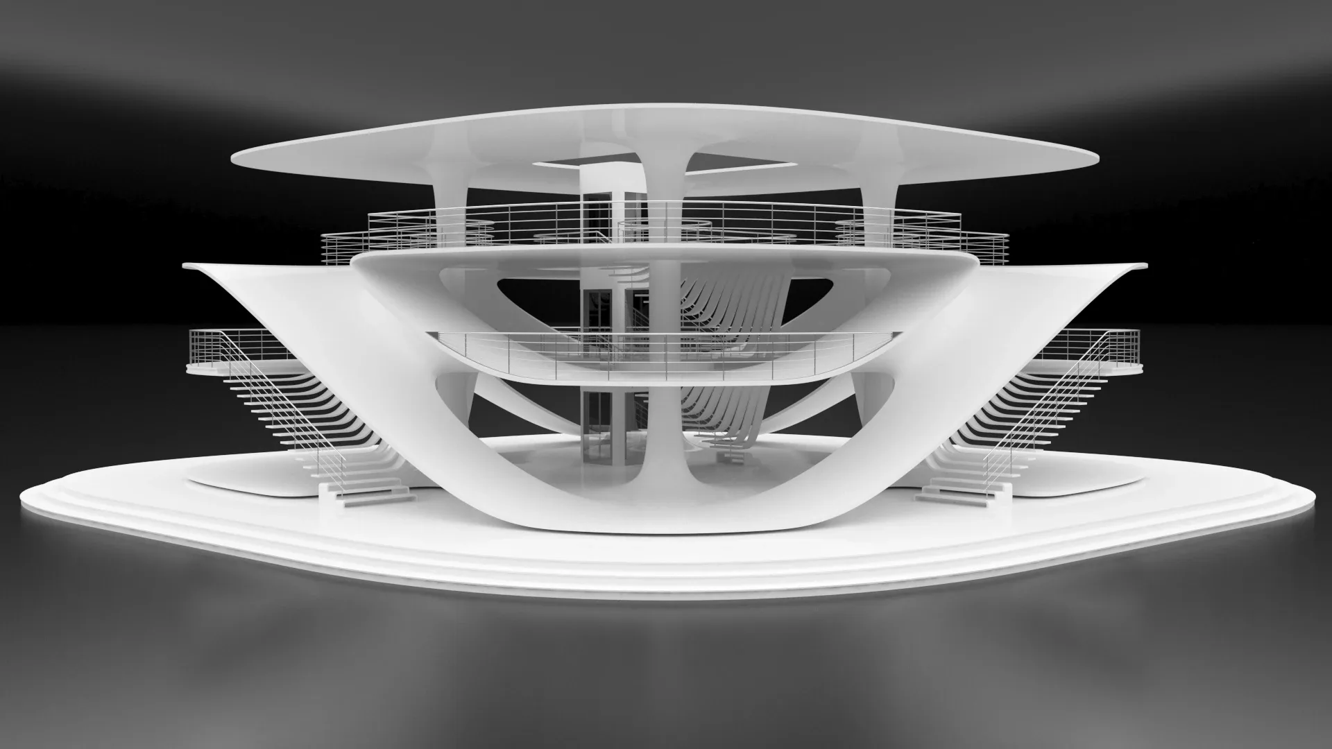 Futuristic Architecture - Parametric Sci-Fi Exhibition Center / Pavilion