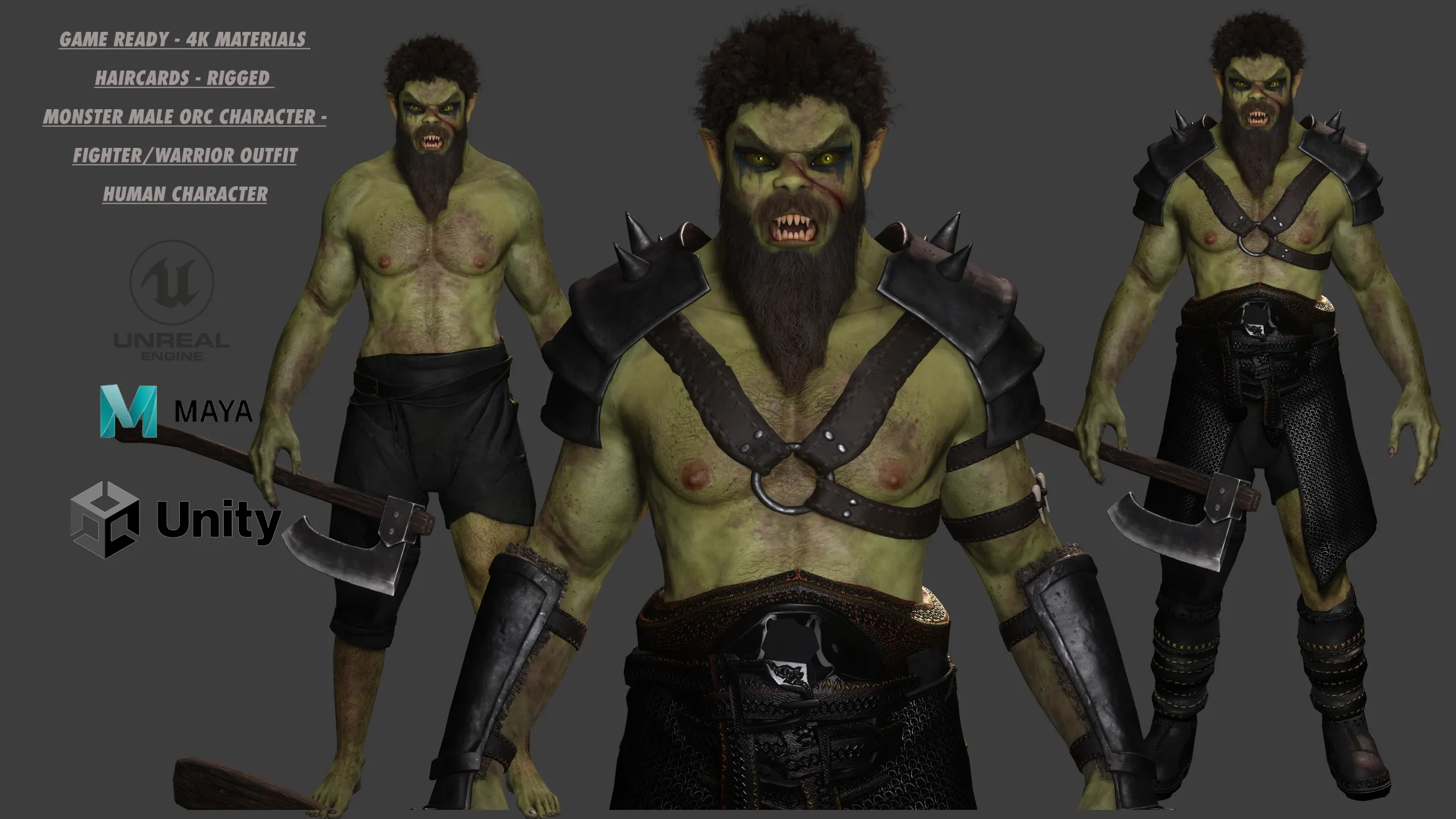 AAA 3D MODEL FANTASY CHARACTER -THE MALE ORC 01 MONSTER CREATURE