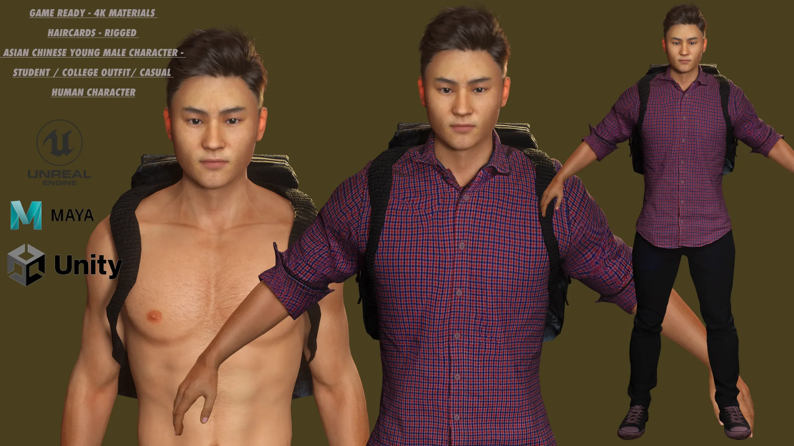 AAA 3D REALISTIC HUMAN MALE CHARACTER-ASIAN CHINESE MAN