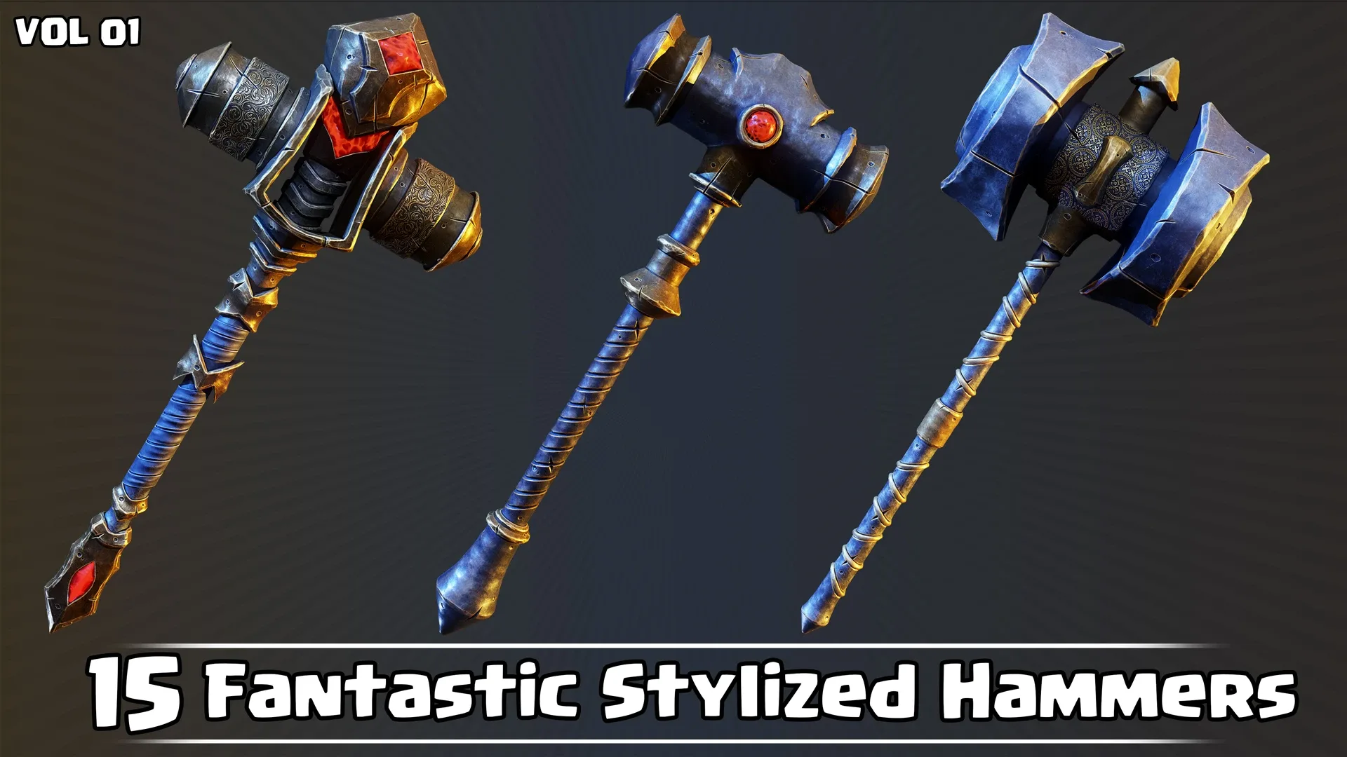 15 Fantastic Stylized Hammers Game Ready VOL01