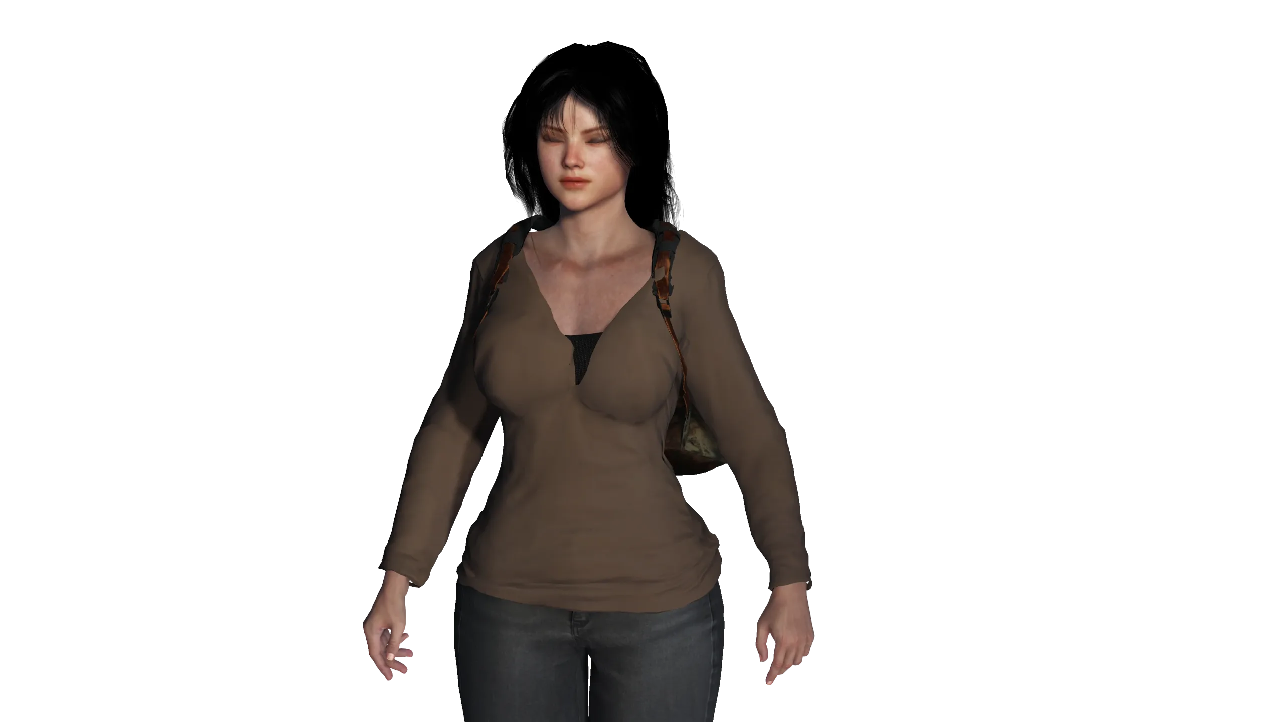 3D REALISTIC HUMAN RIGGED CHARACTER -BACKPACK GIRL-CASUAL OUTFIT