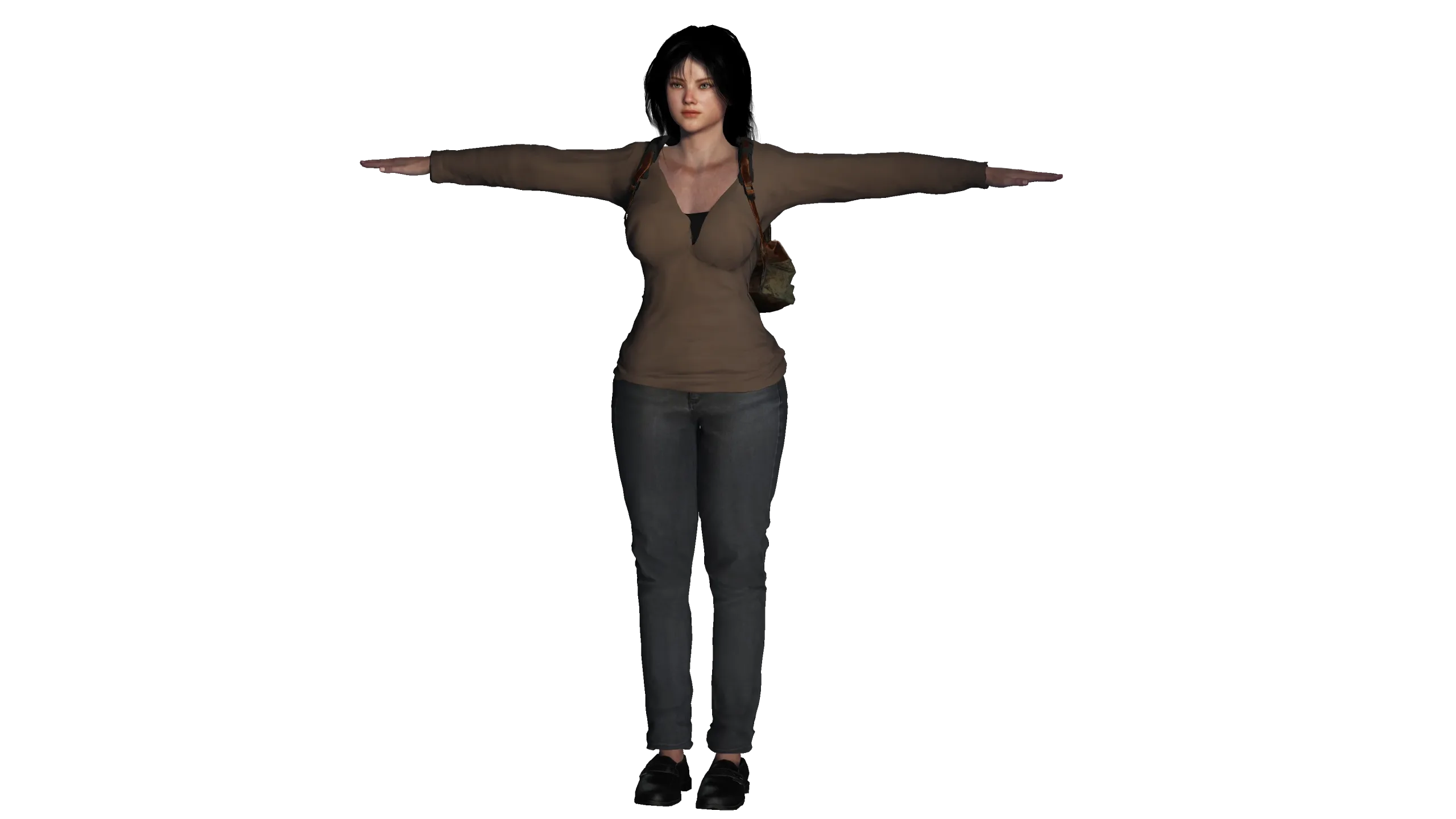 3D REALISTIC HUMAN RIGGED CHARACTER -BACKPACK GIRL-CASUAL OUTFIT