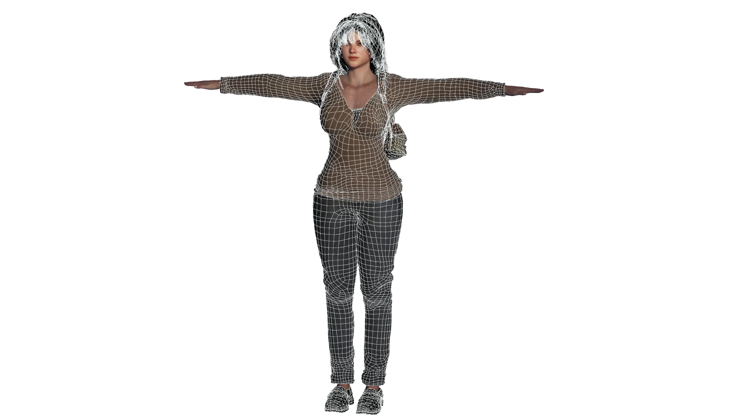 3D REALISTIC HUMAN RIGGED CHARACTER -BACKPACK GIRL-CASUAL OUTFIT