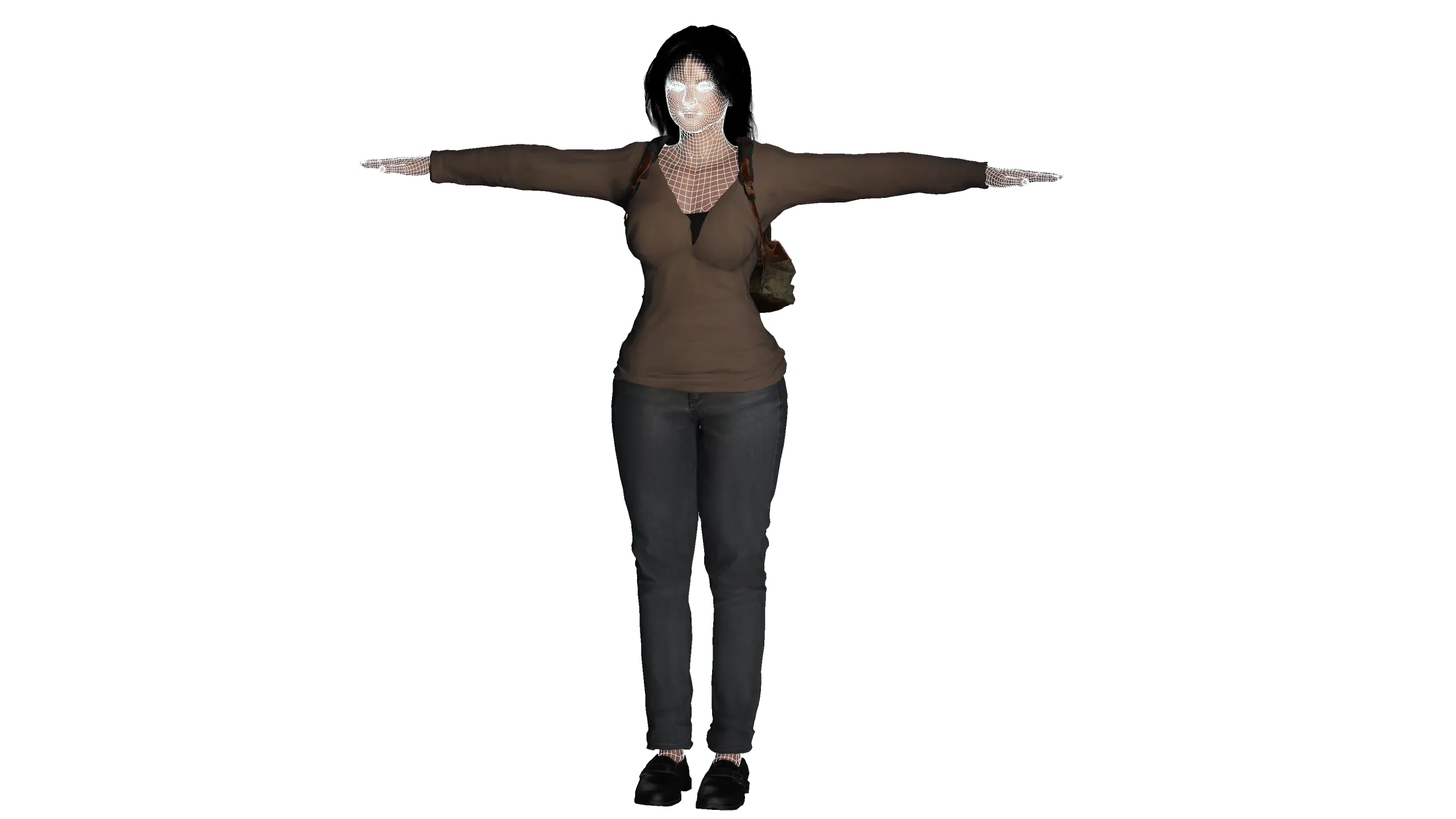 3D REALISTIC HUMAN RIGGED CHARACTER -BACKPACK GIRL-CASUAL OUTFIT