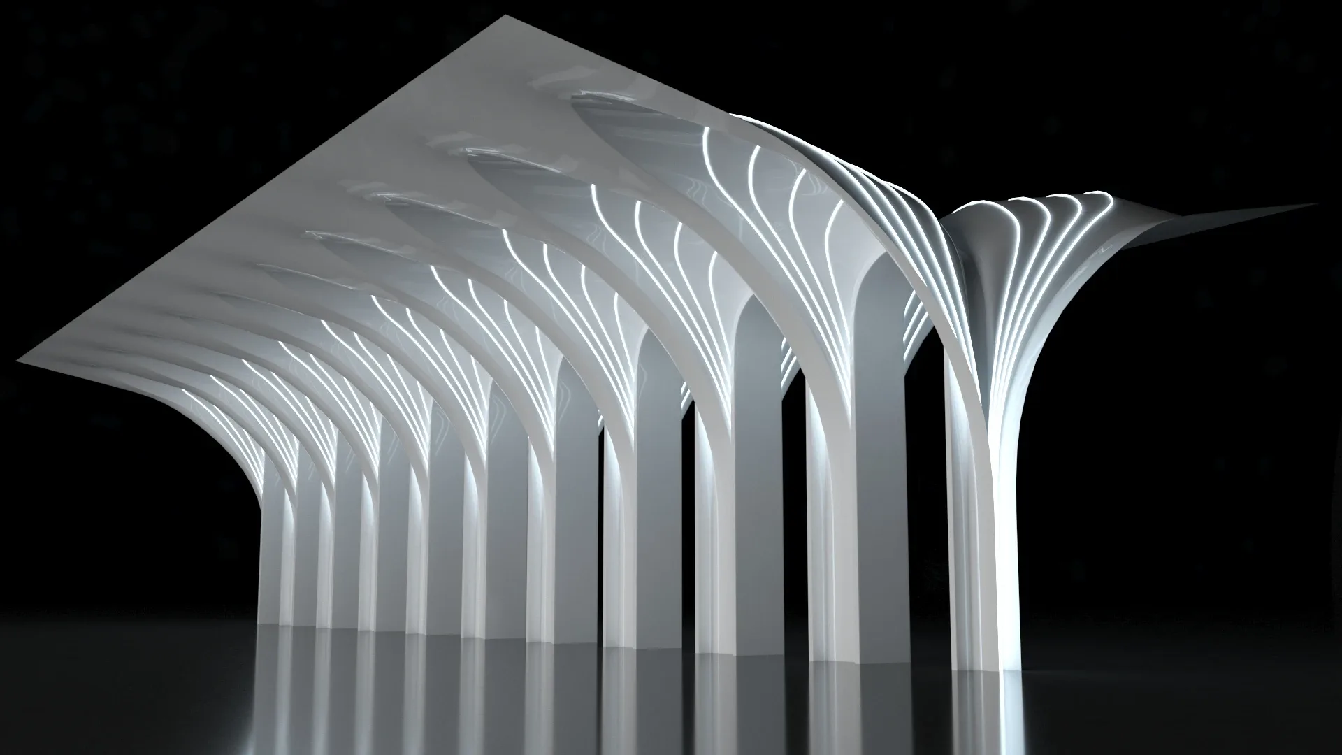 Futuristic Architecture - Parametric Organic Arched Shade Structure