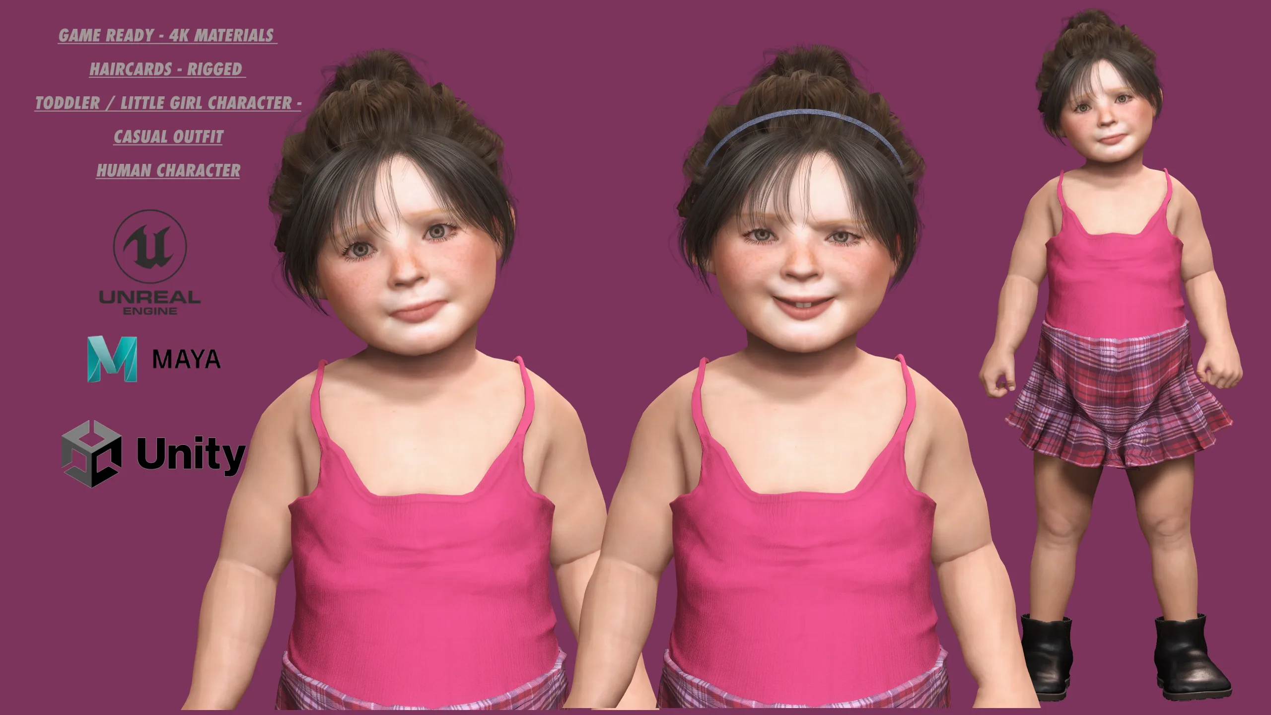 AAA 3D REALISTIC CHARACTER-EUROPEAN TODDLER or LITTLE GIRL 01