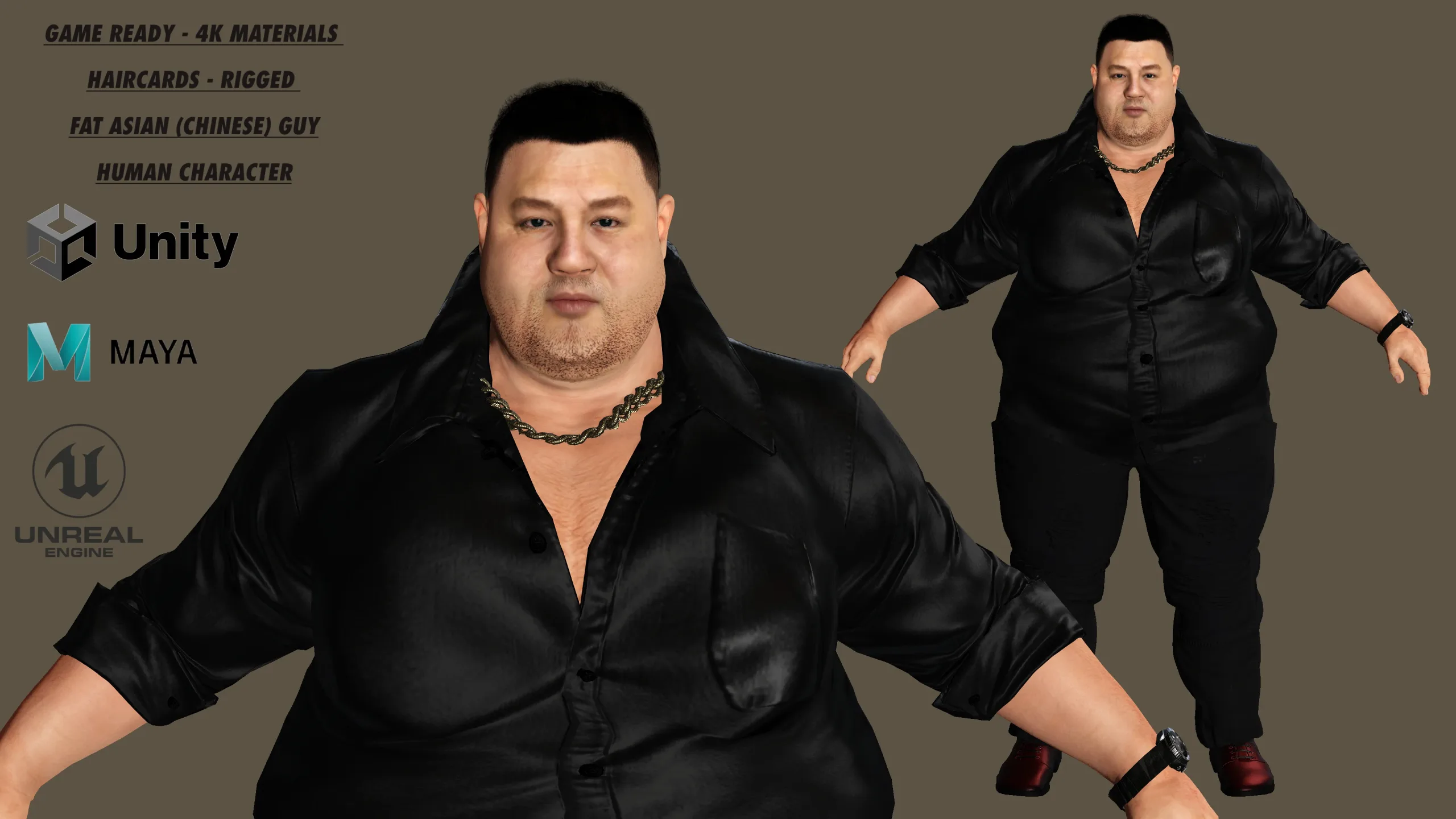 AAA 3D REALISTIC HUMAN MALE CHARACTER - ASIAN FAT BUSINESSMAN