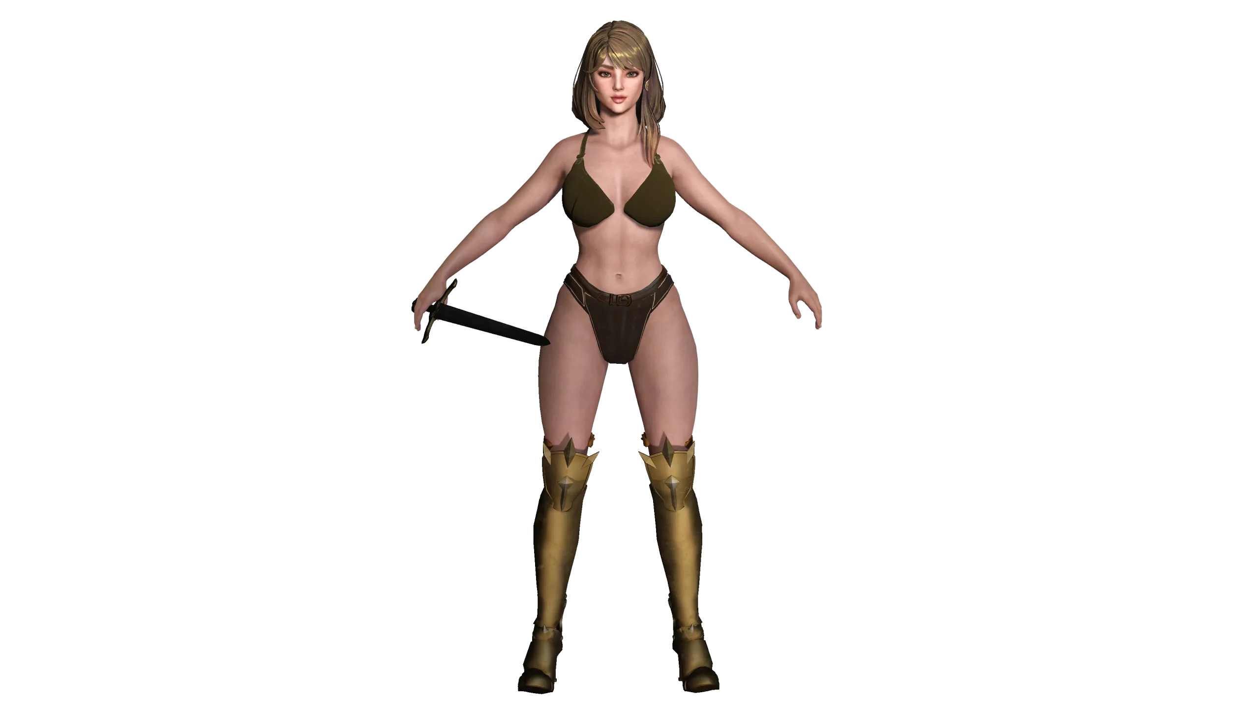 AAA 3D FANTASY FEMALE WARIOR KNIGHT-REALISTIC RIG GAME CHARACTER