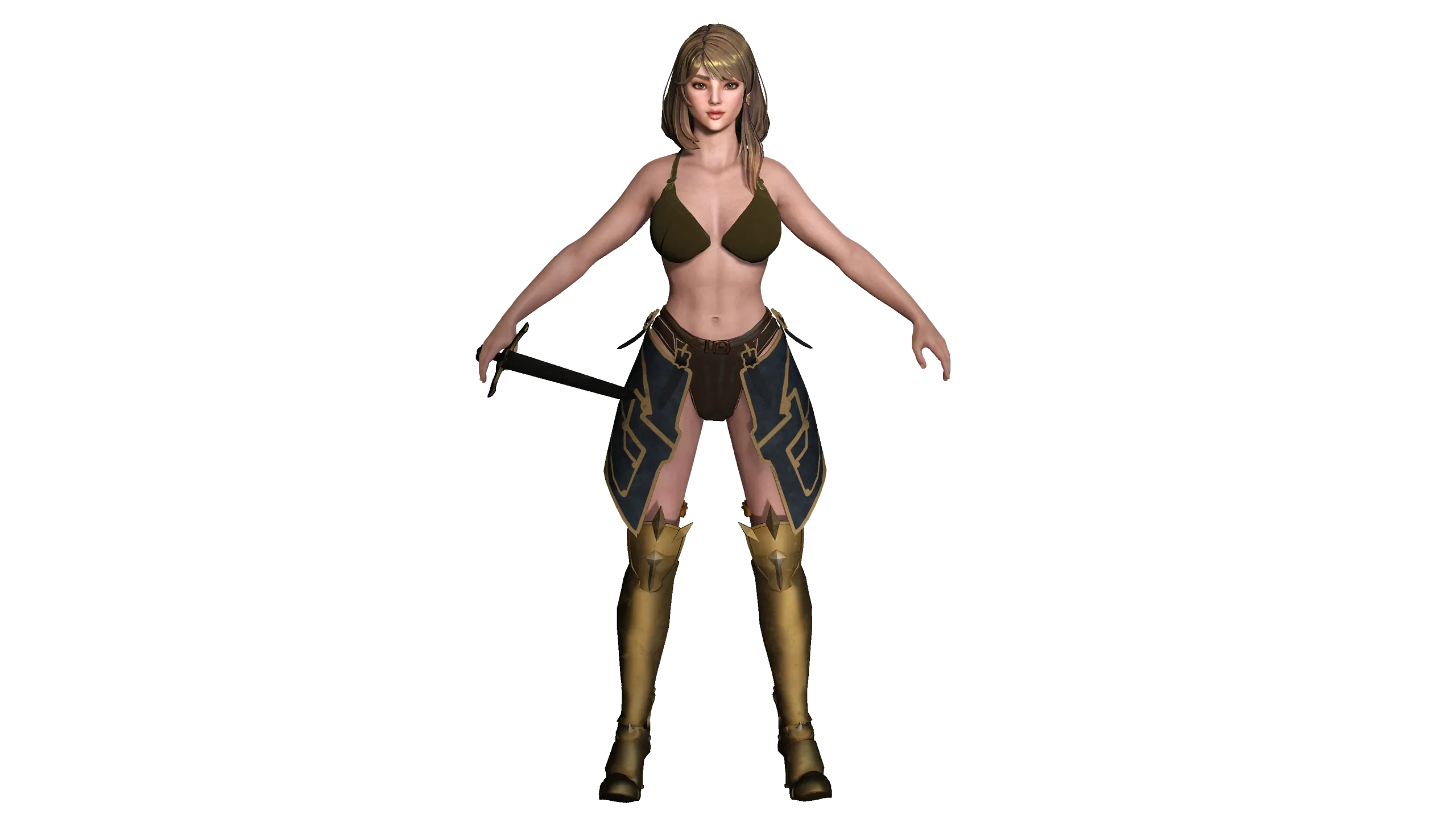 AAA 3D FANTASY FEMALE WARIOR KNIGHT-REALISTIC RIG GAME CHARACTER